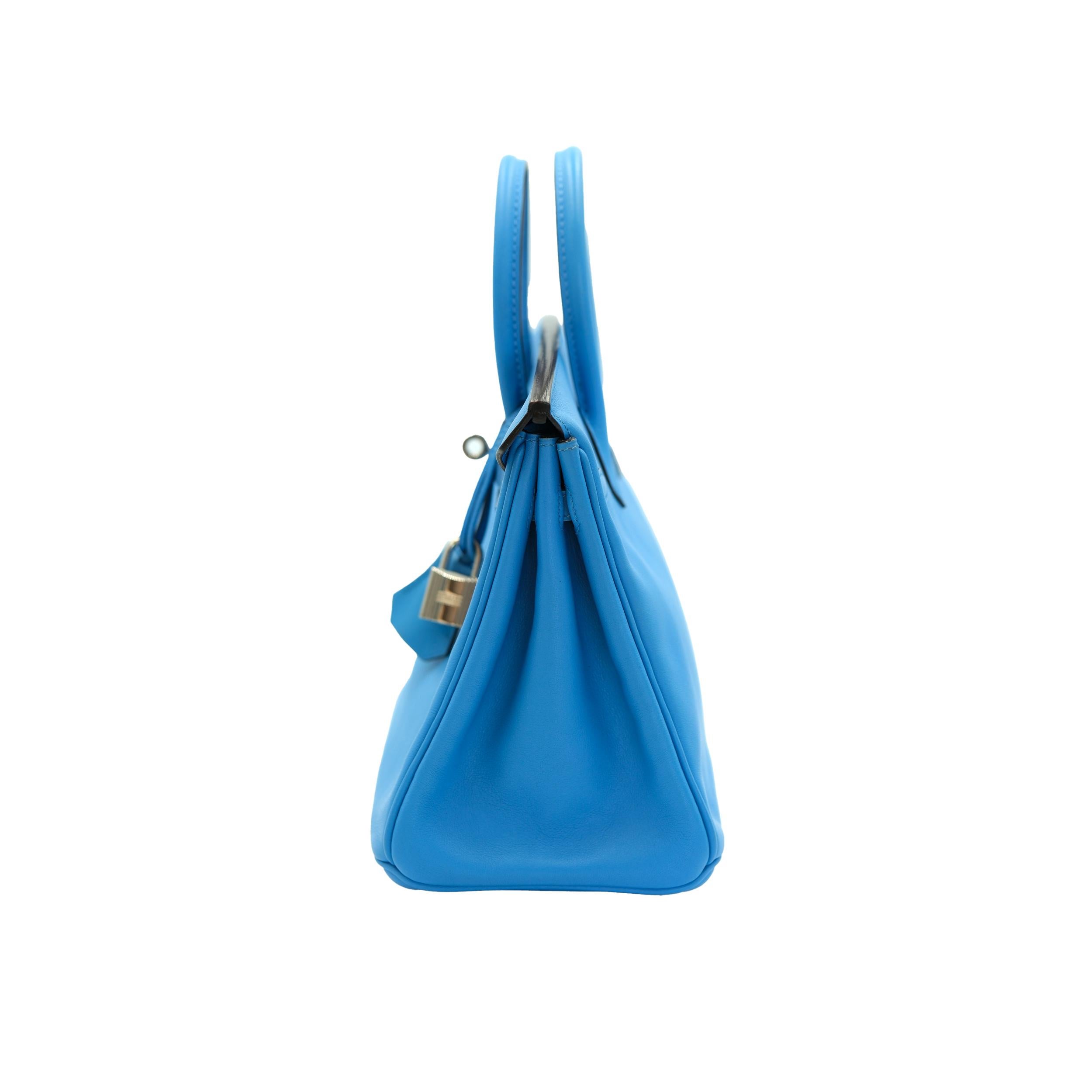 Hermès Birkin 25 Bleu du Nord Swift avec quincaillerie en palladium Excellent état - En vente à North Miami Beach, FL