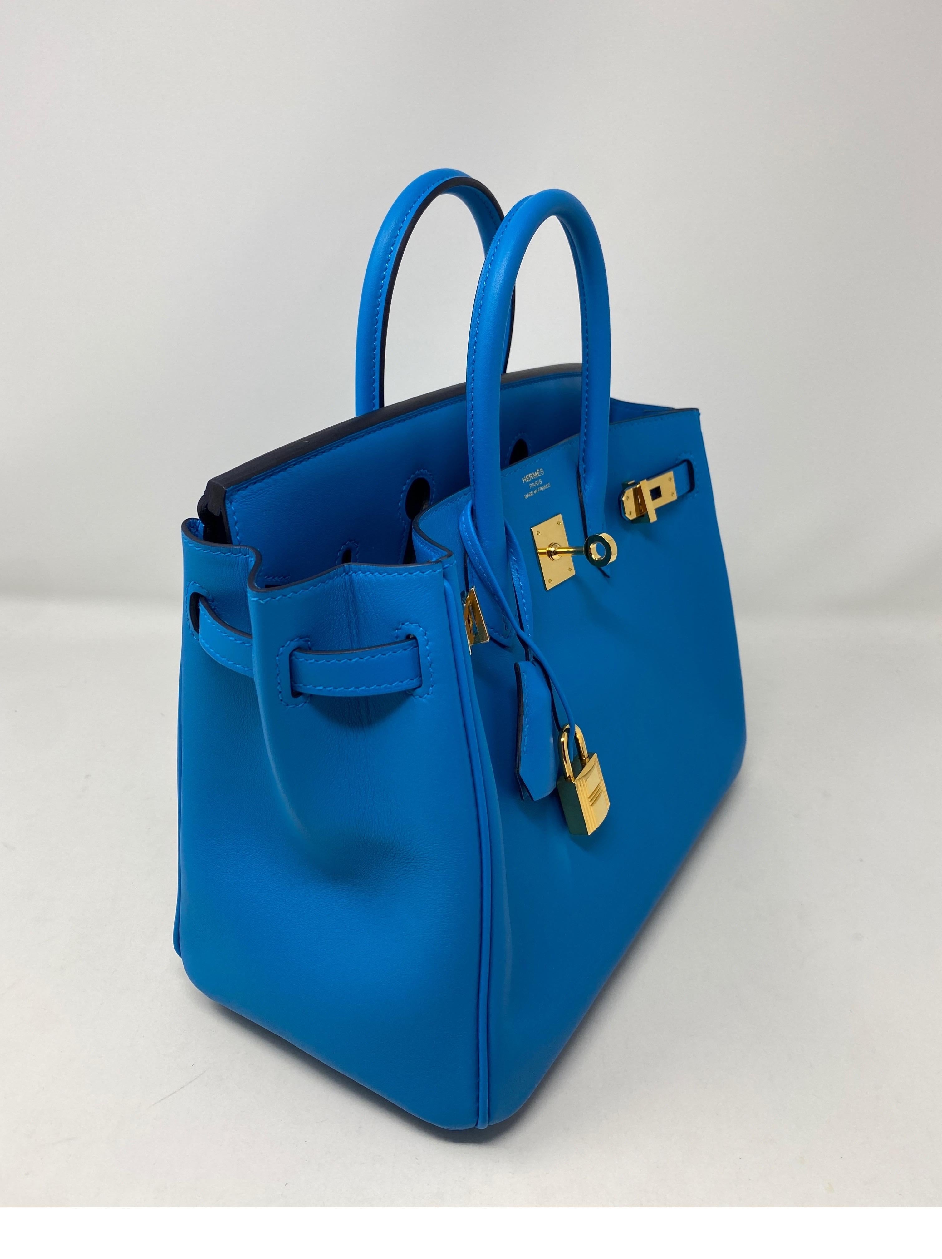 Blue Hermes Birkin 25 Bleu Frida Bag