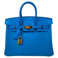 Hermes Birkin 25 Bleu Frida Bag