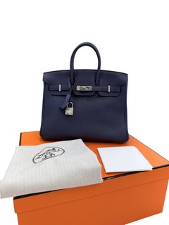 Hermès Birkin 25 Bleu Nuit Togo Leather With Palladium Hardware