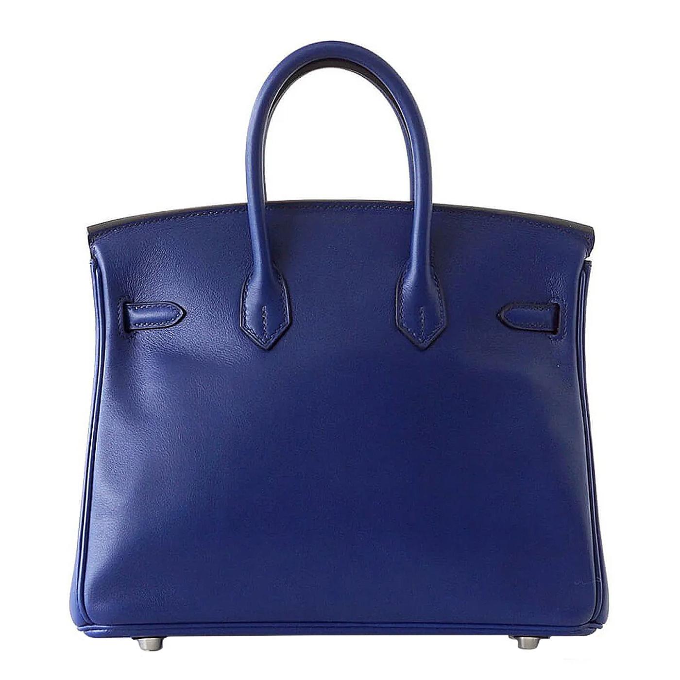Hermes Birkin 25 Bleu Saphir Swift Borsa in pelle con hardware Palladium In condizioni ottime in vendita a Aventura, FL