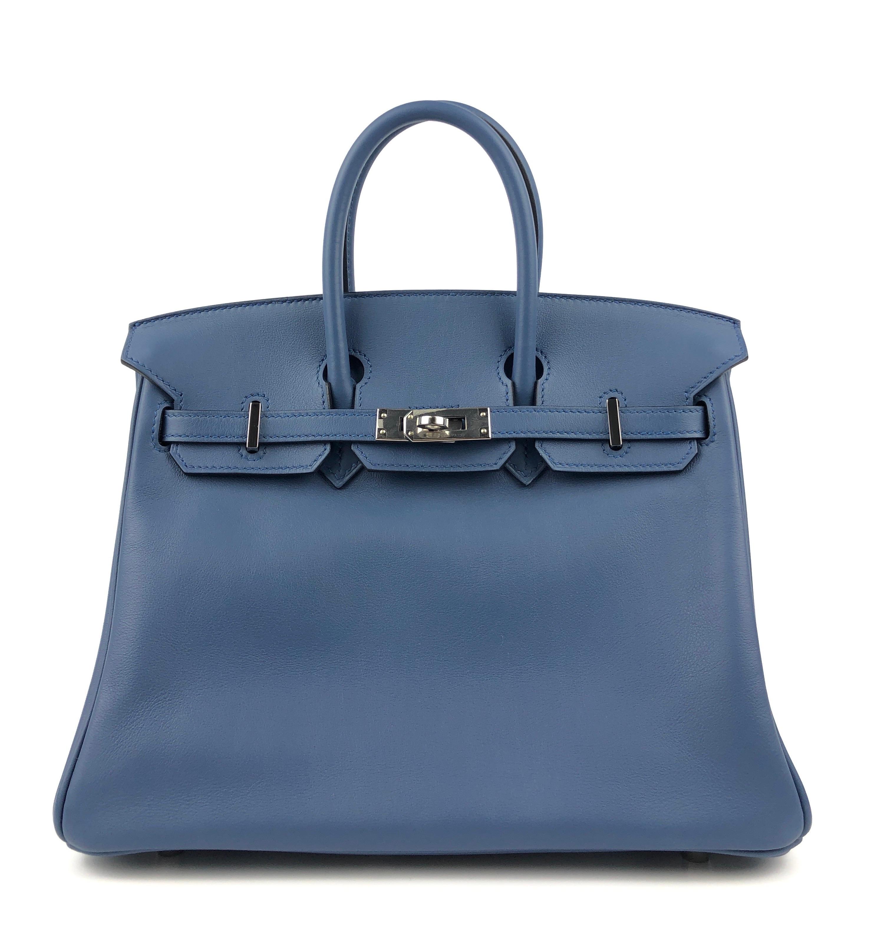 Hermes Birkin 25 Blue Agate Palladium Hardware. Pristine Condition with Plastic on Hardware. Perfect structure and corners. 2016 X Stamp. 

Shop with confidence from Lux Addicts. Authenticity Guaranteed! 