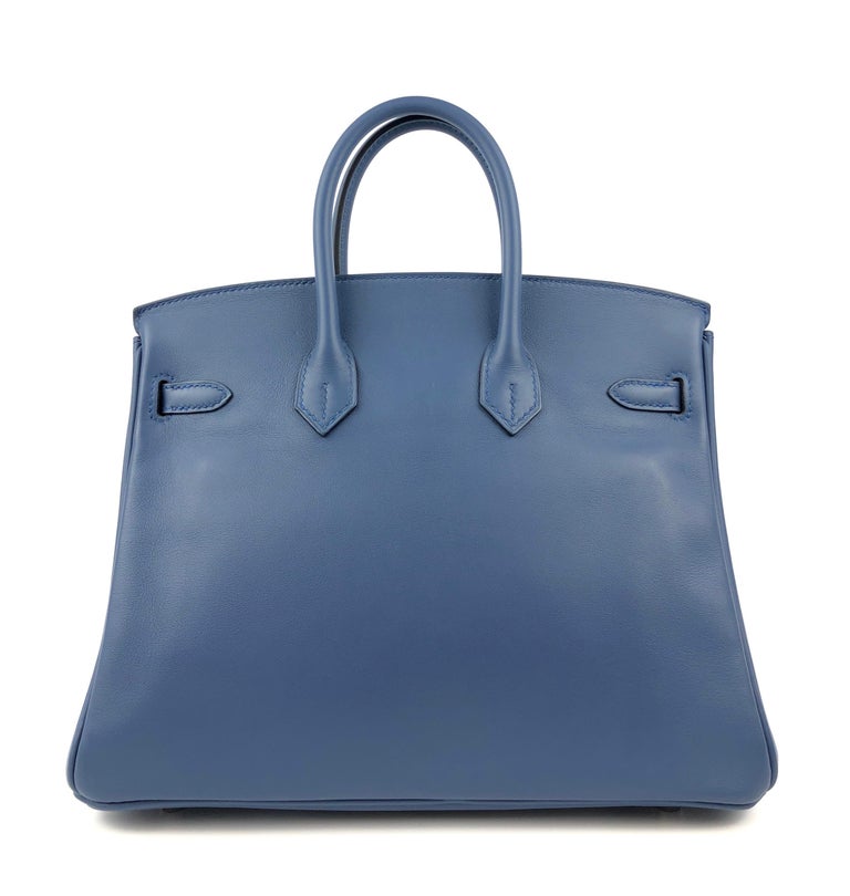 Hermes Birkin Bag 35cm Verso Togo Black Blue Agate Palladium