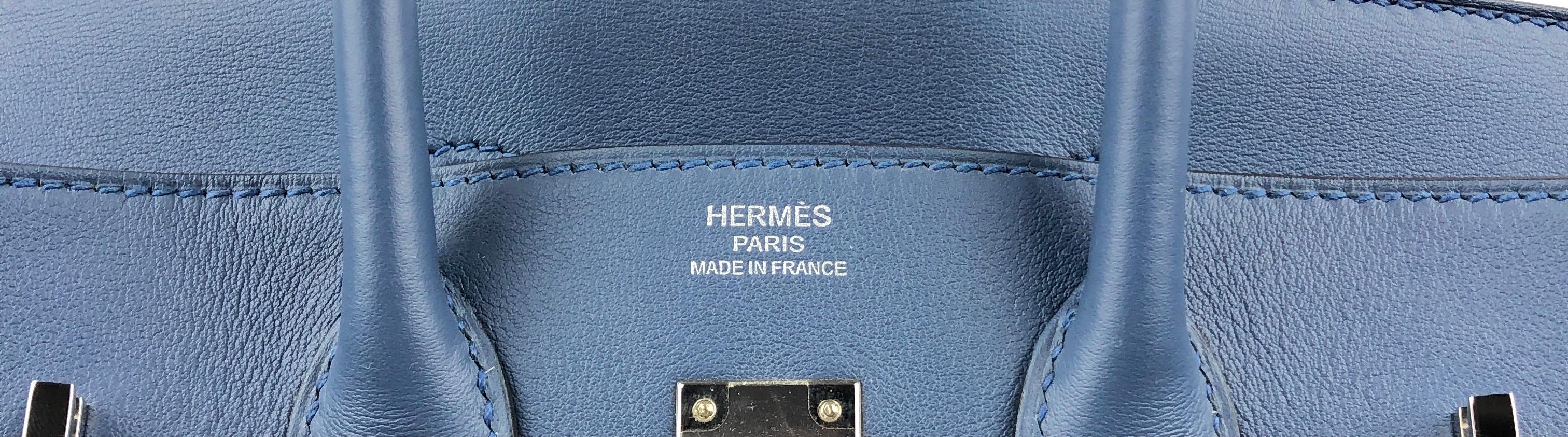 Women's or Men's Hermes Birkin 25 Blue Agate Palladium Hardware