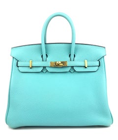 Hermes Birkin 25 Blue Atoll Tiffany Blue Togo Leather Gold Hardware
