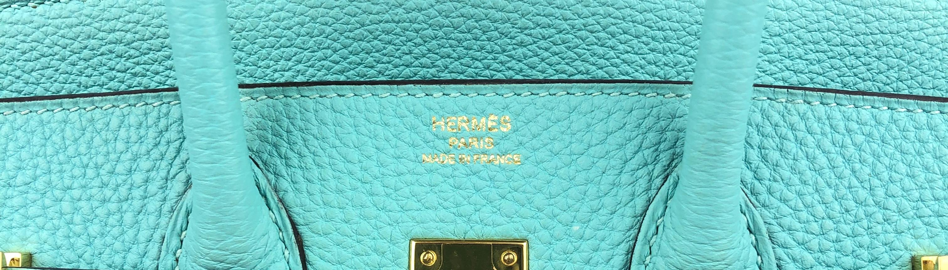 Women's or Men's Hermes Birkin 25 Blue Atoll Tiffany Blue Togo Leather Gold Hardware For Sale