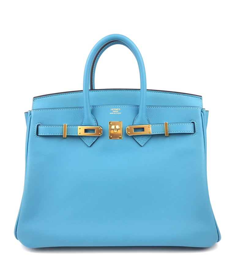 Hermes Birkin 25 Blue Bleu du Nord Leather Handbag Bag Gold Hardware RARE In New Condition In Miami, FL