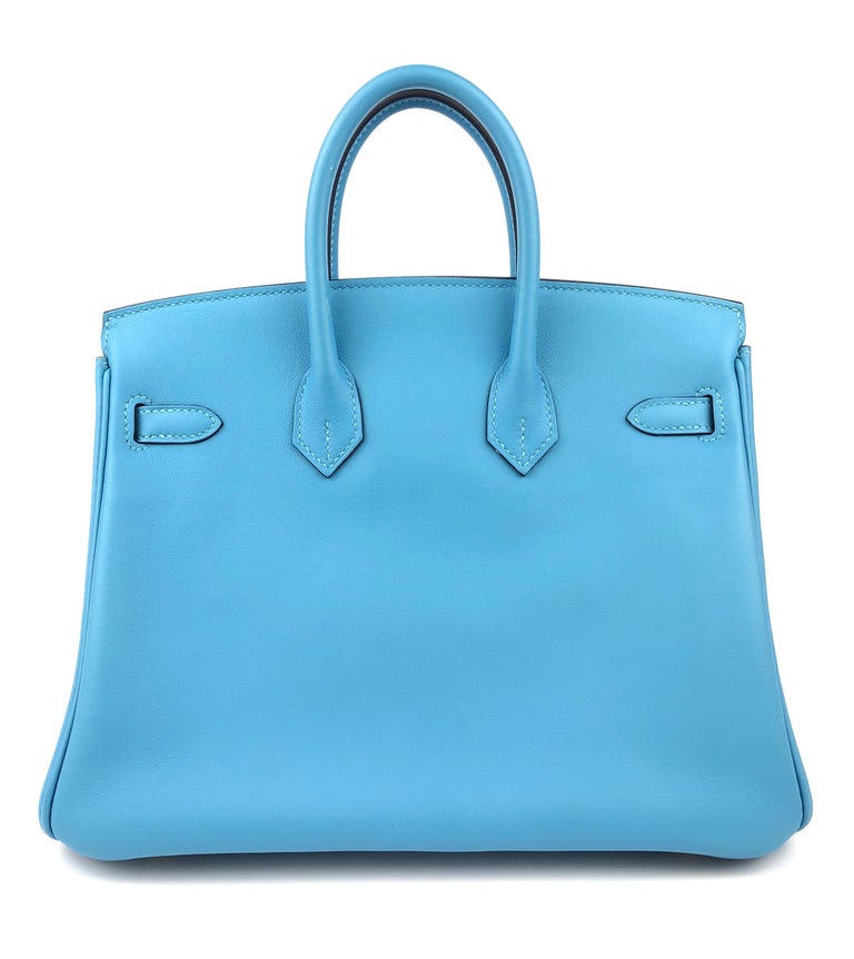Women's or Men's Hermes Birkin 25 Blue Bleu du Nord Leather Handbag Bag Gold Hardware RARE