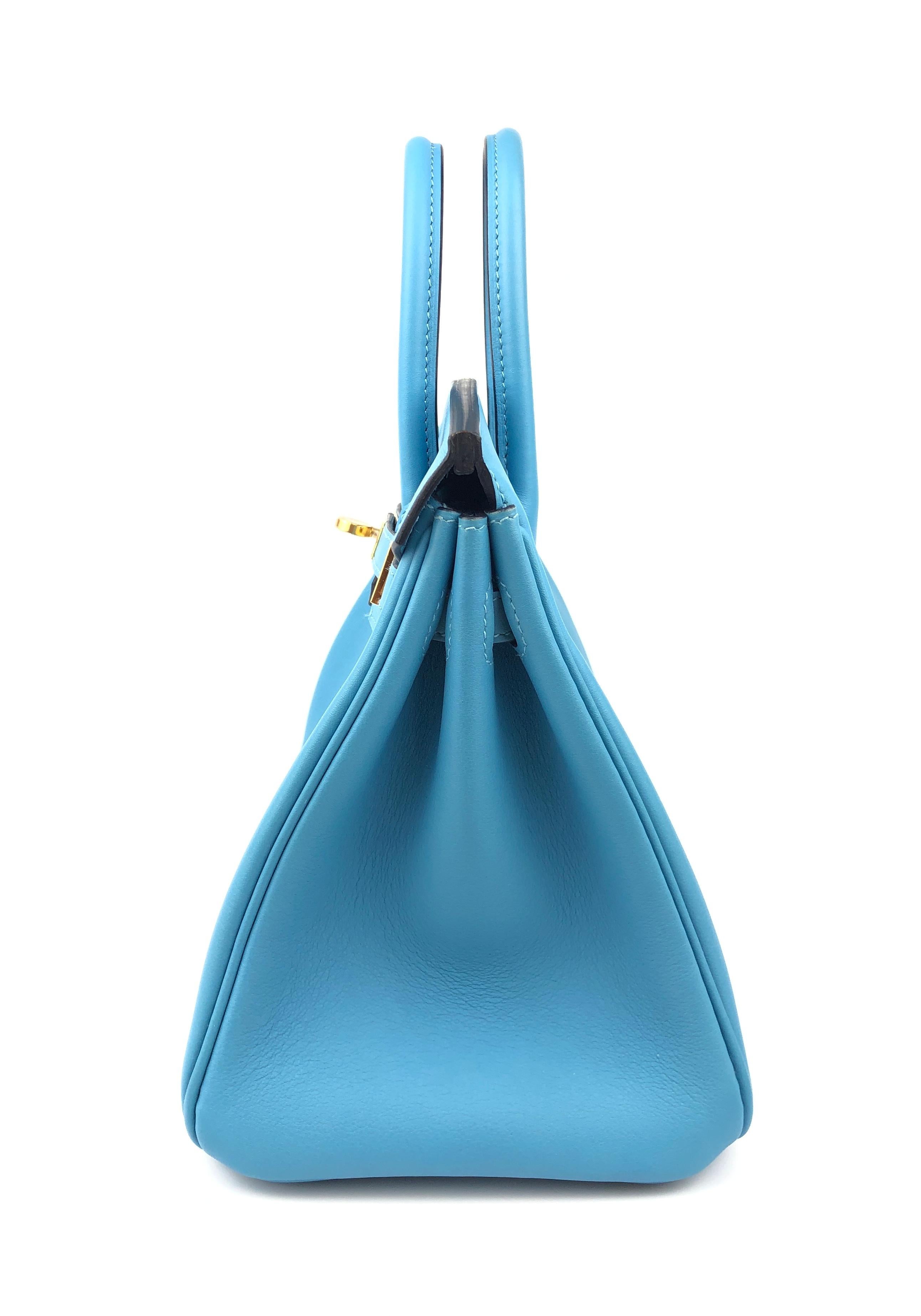 Hermes Birkin 25 Blue Bleu du Nord Leather Handbag Bag Gold Hardware RARE 1