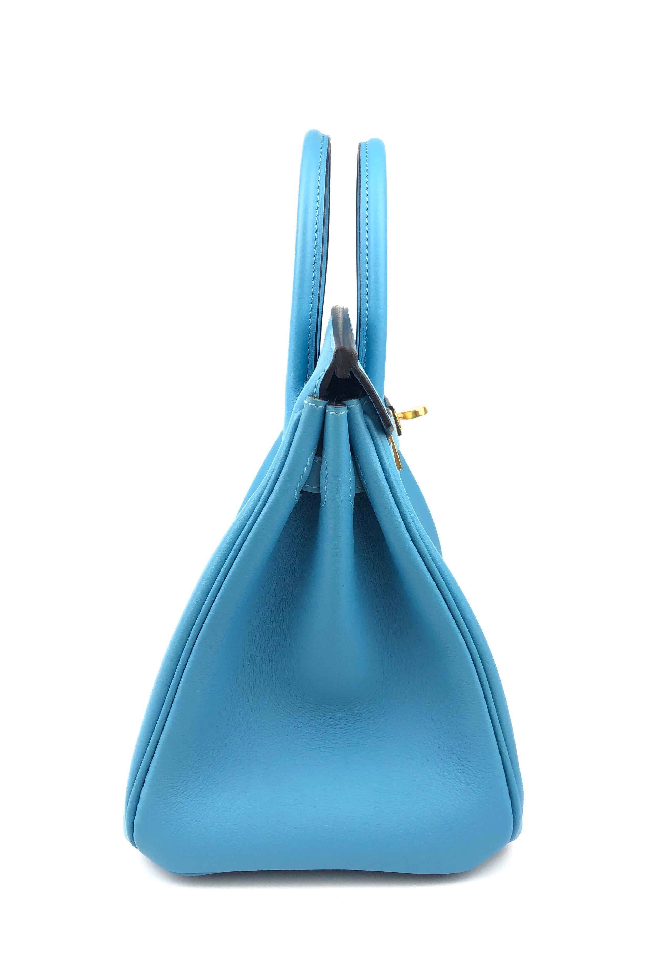 Hermes Birkin 25 Blue Bleu du Nord Leather Handbag Bag Gold Hardware RARE 2