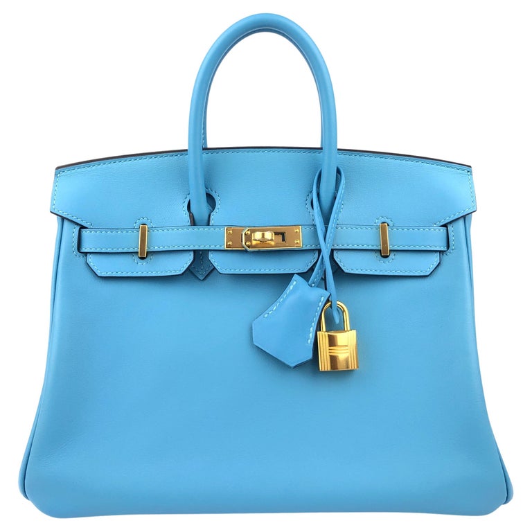 Hermes Birkin 25 Blue Bleu du Nord Leather Handbag Bag Gold Hardware RARE