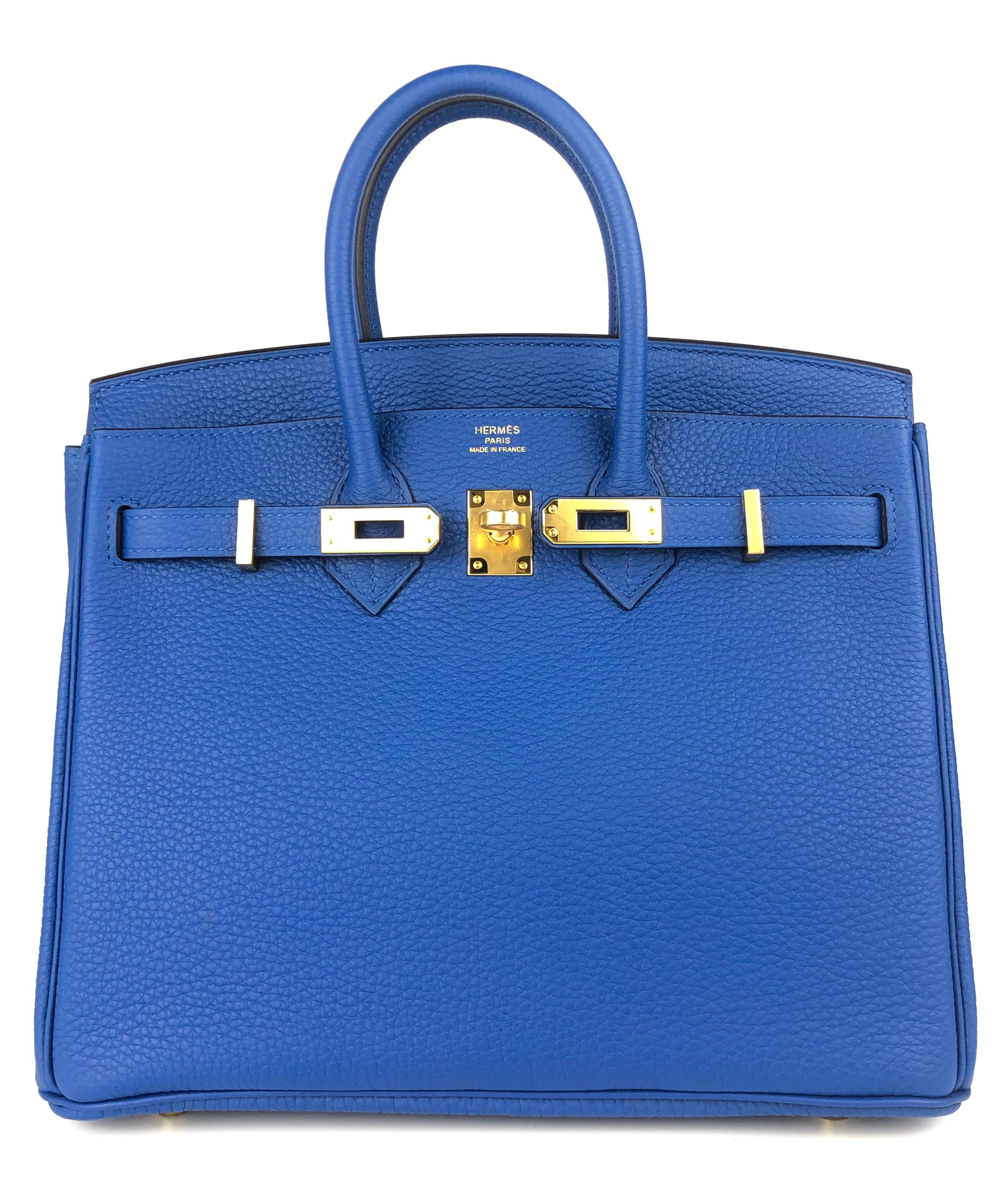 Hermes Birkin 25 Blue Bleu France Togo Leather Handbag Gold Hardware 2022 In New Condition In Miami, FL
