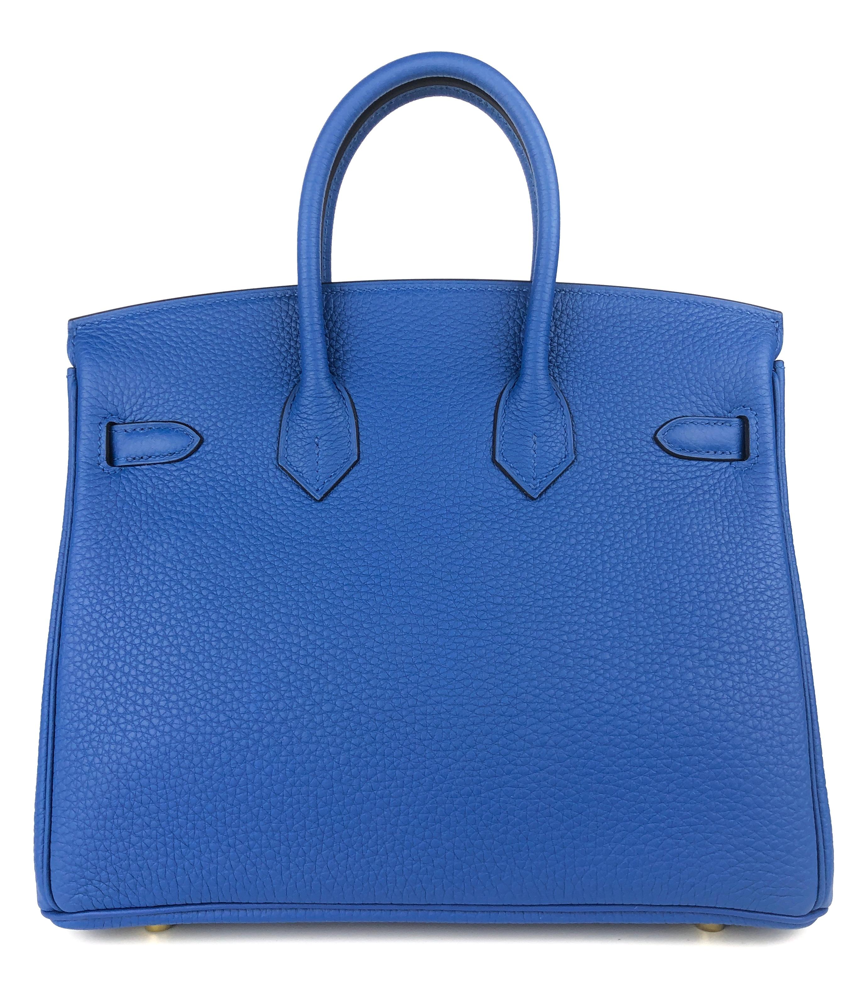 Women's or Men's Hermes Birkin 25 Blue Bleu France Togo Leather Handbag Gold Hardware 2022