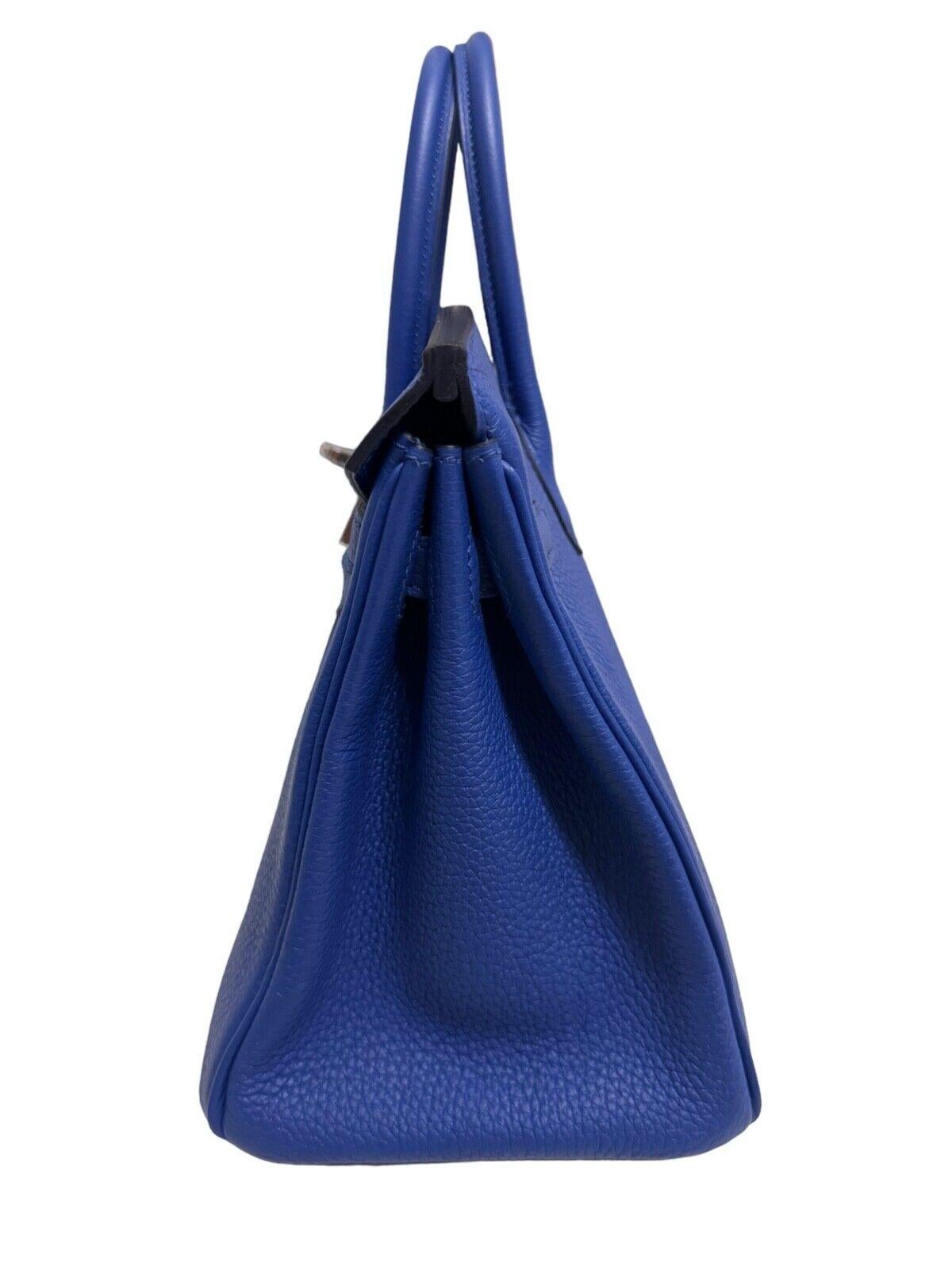 Hermes Birkin 25 Blue Bleu Royal Togo Leather Handbag Palladium Hardware In New Condition In Miami, FL