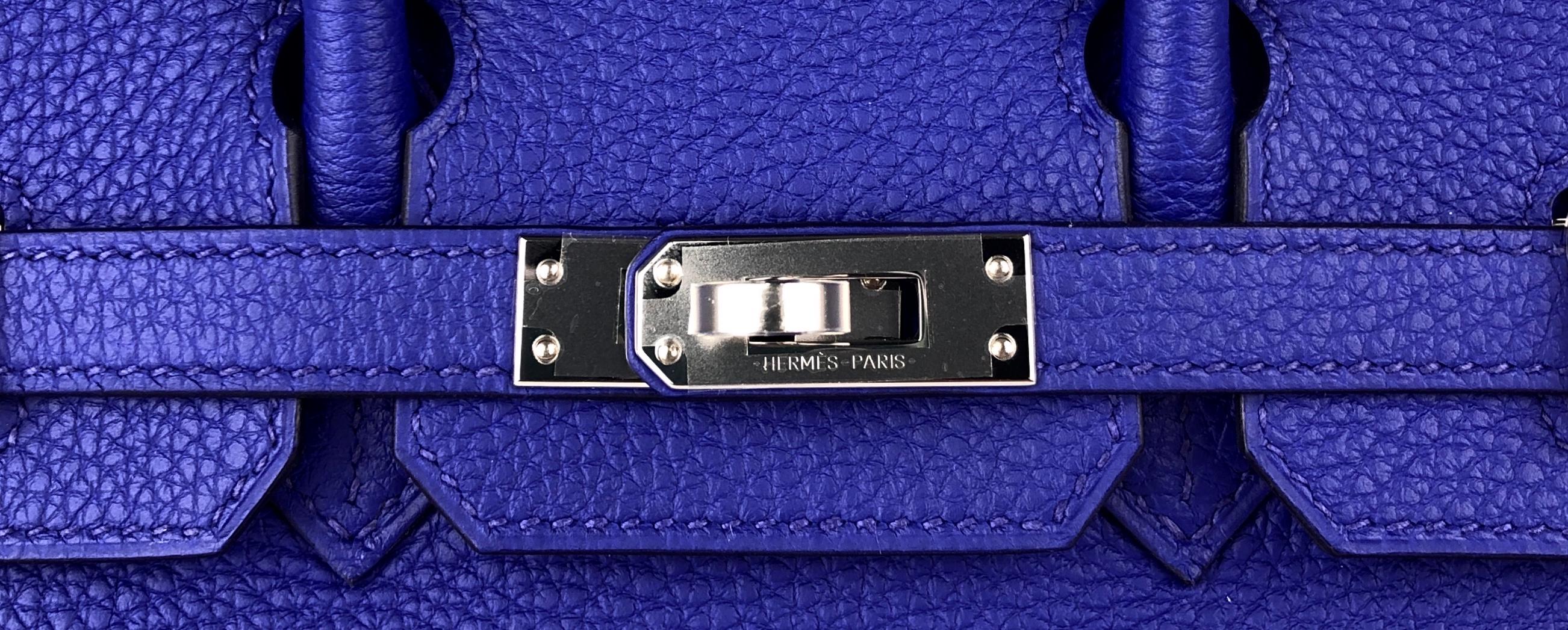 Hermes Birkin 25 Blue Bleu Royal Togo Leather Handbag Palladium Hardware NEW  1