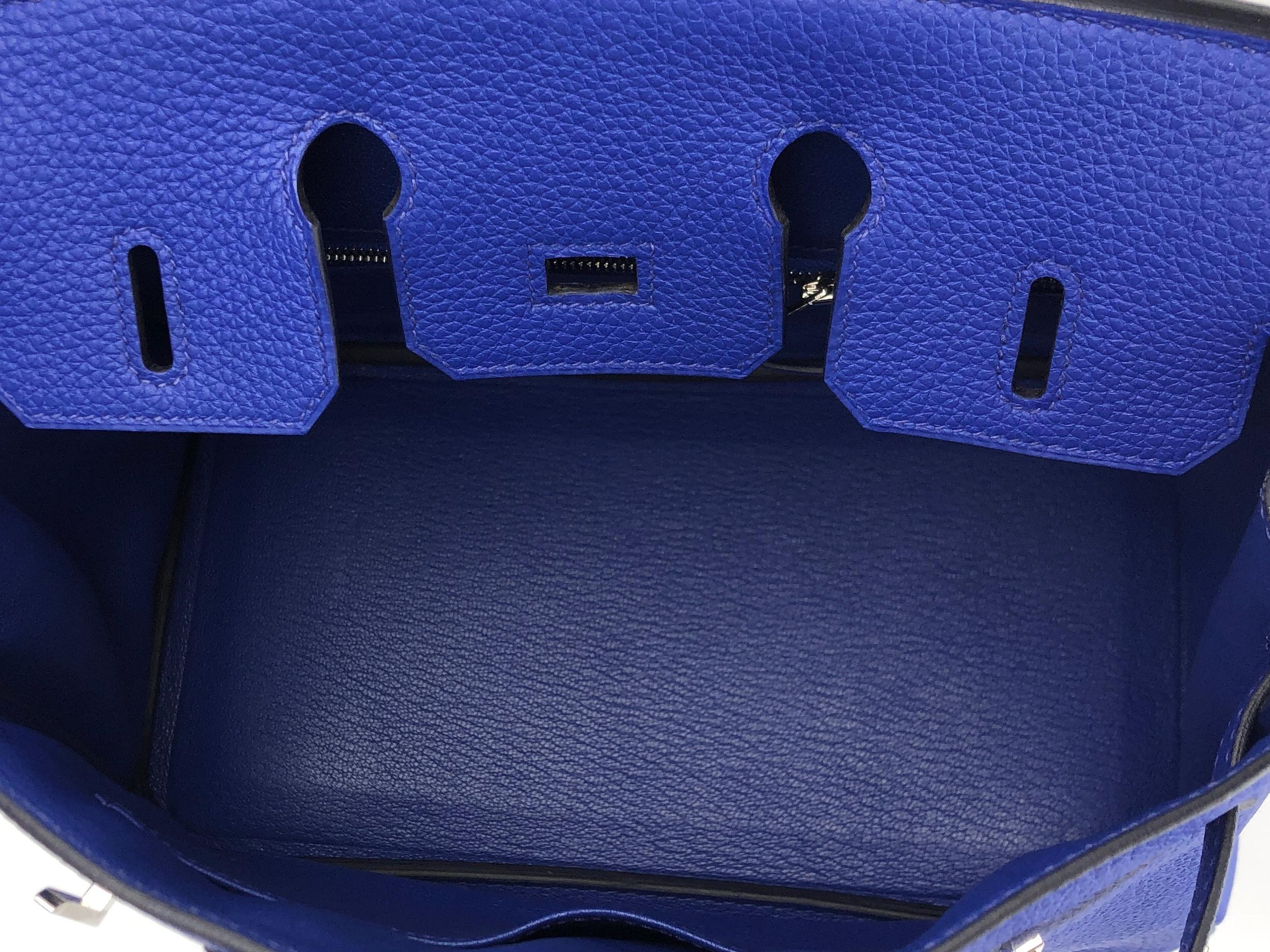 Hermes Birkin 25 Blue Bleu Royal Togo Leather Handbag Palladium Hardware NEW  3