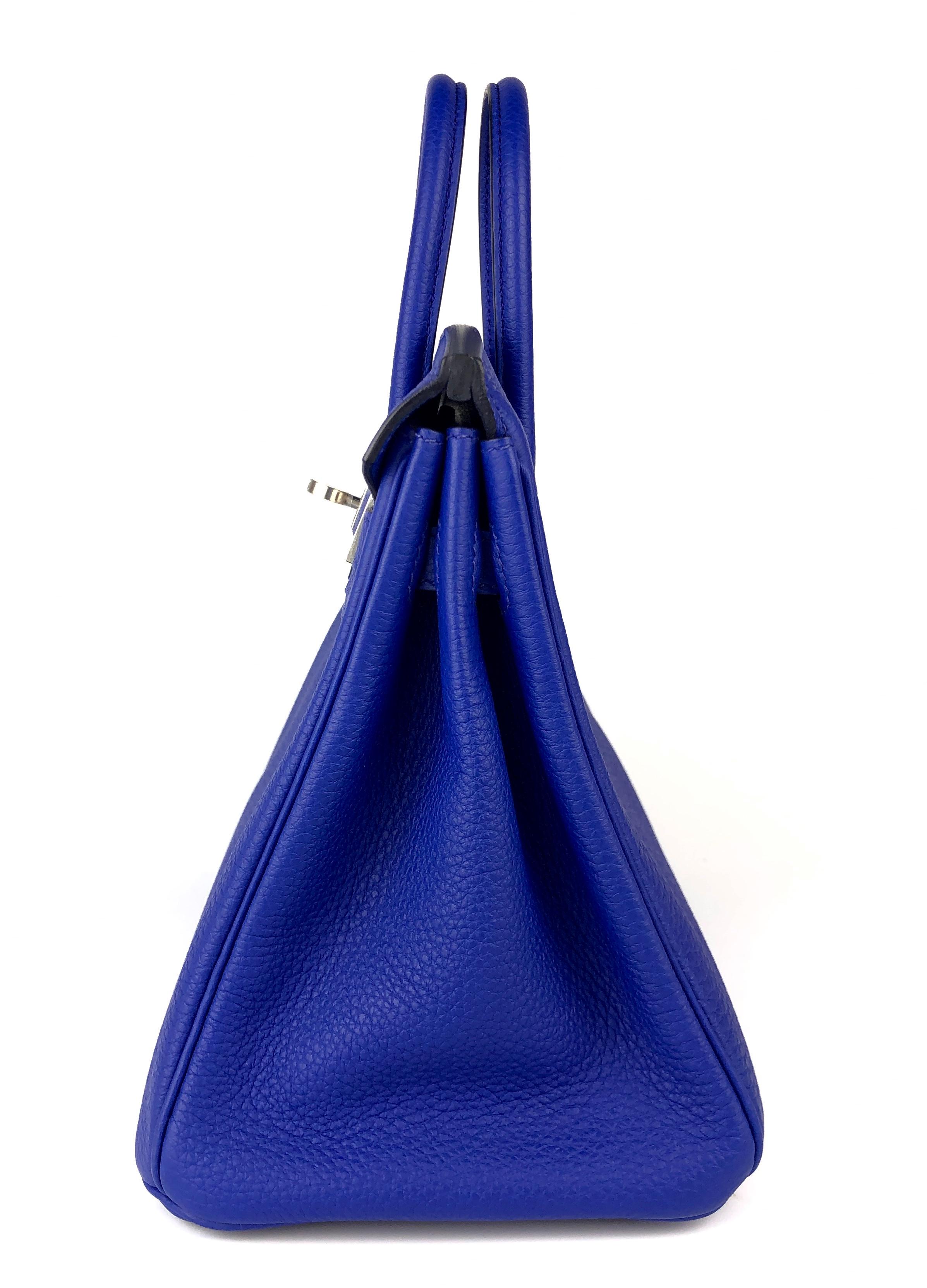 Hermes Birkin 25 Blue Bleu Royal Togo Leather Handbag Palladium Hardware NEW  4