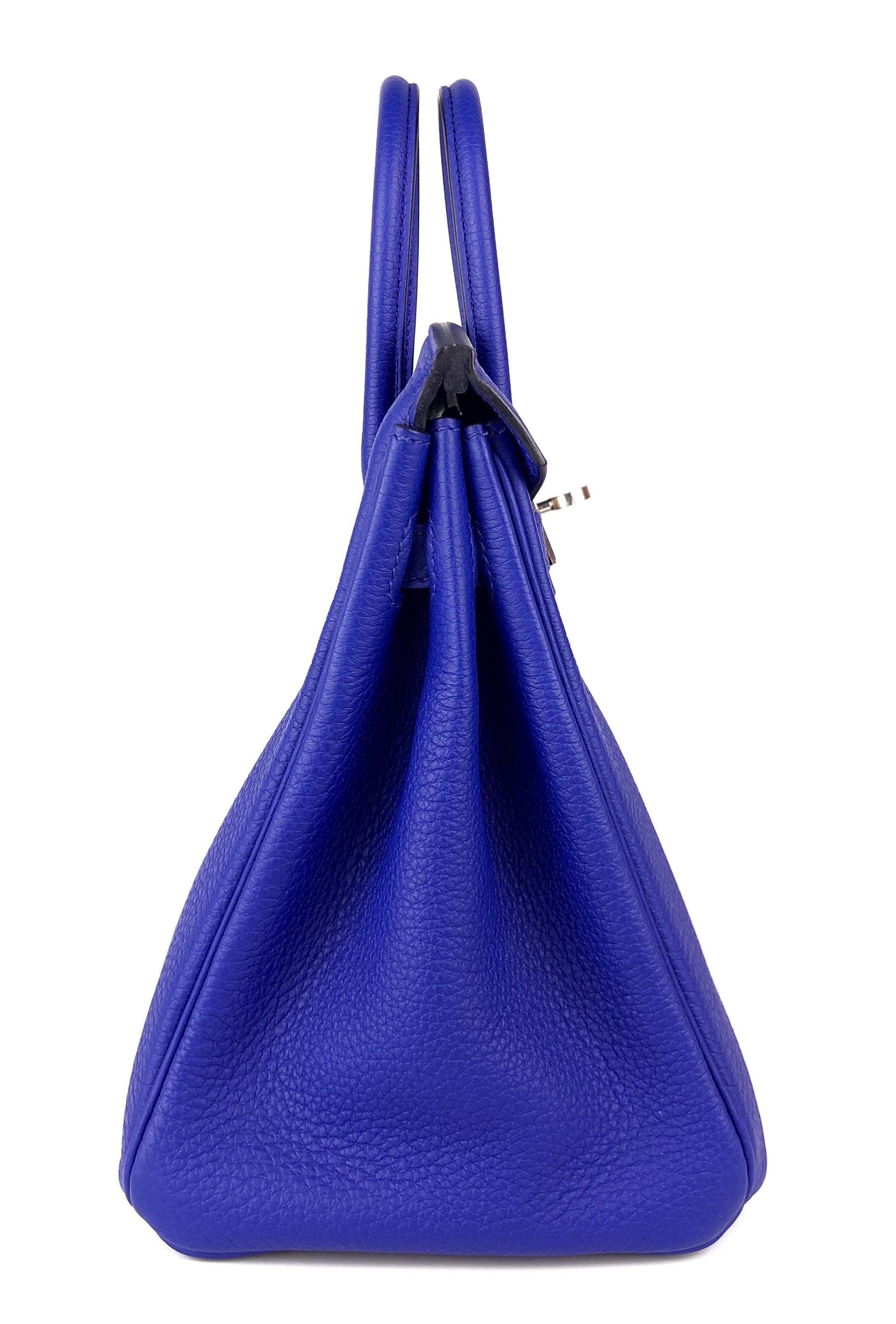 Hermes Birkin 25 Blue Bleu Royal Togo Leather Handbag Palladium Hardware NEW  5