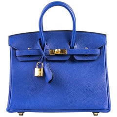 Hermes Birkin 25 Blue Electric Togo Gold Hardware