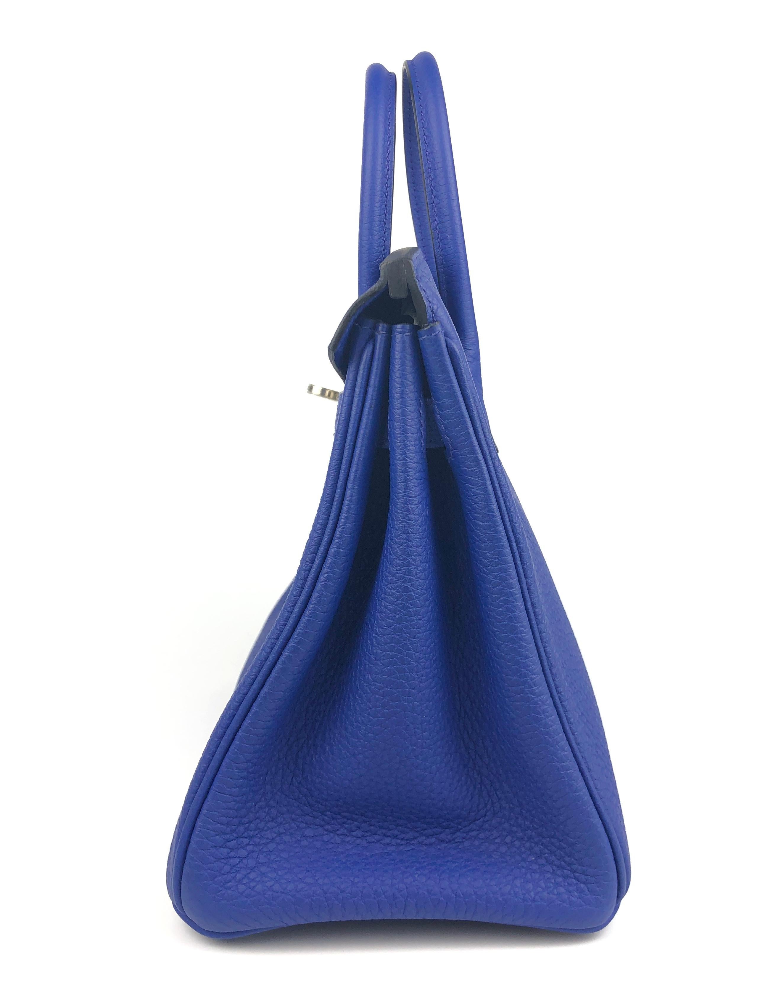 Women's or Men's Hermes Birkin 25 Blue Electric Togo Handbag Bag Palladium Hardware