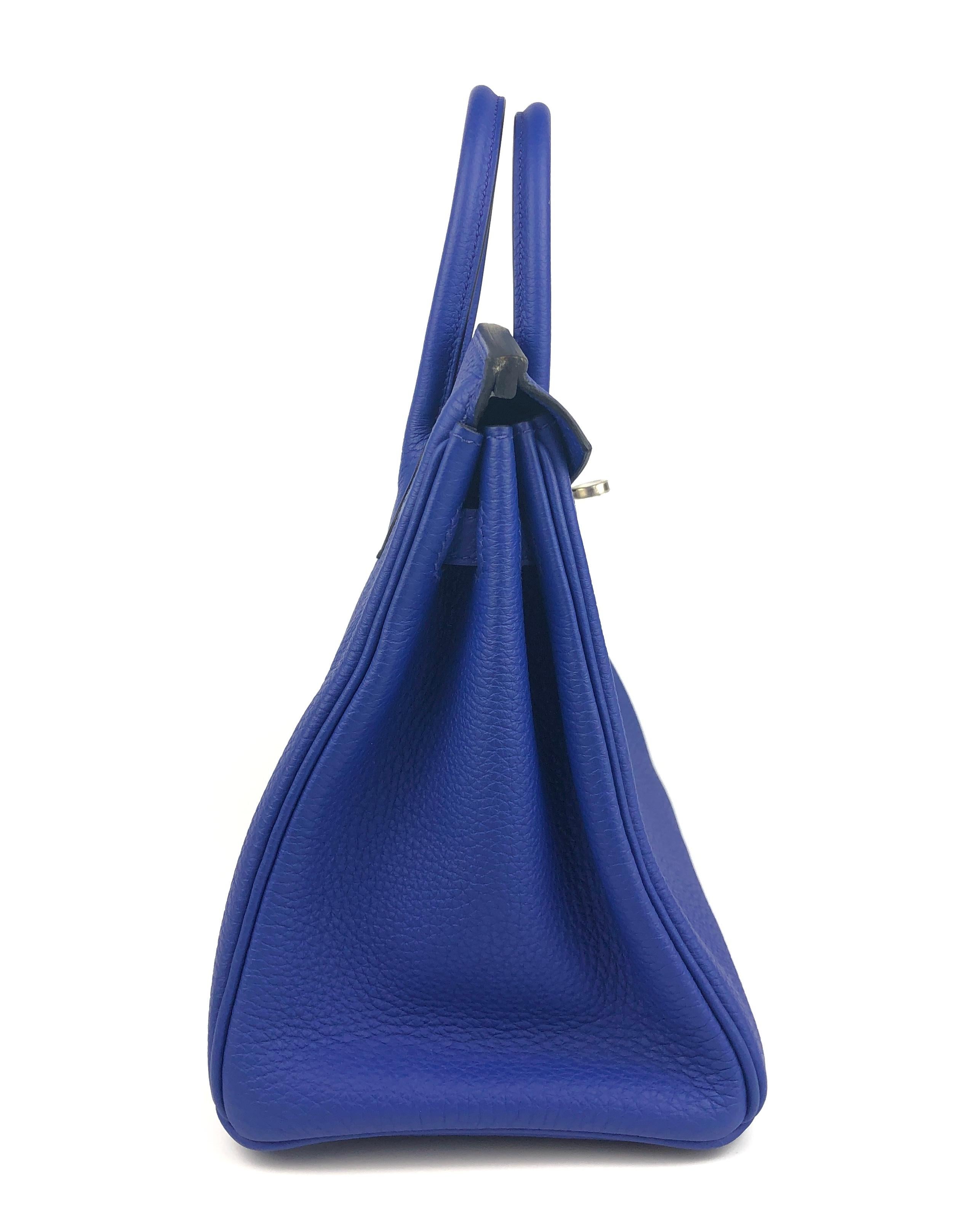 Hermes Birkin 25 Blue Electric Togo Handbag Bag Palladium Hardware 1