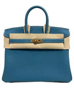 Hermes Birkin 25 Blue Jean Togo Leather Gold Hardware 2024 NEW