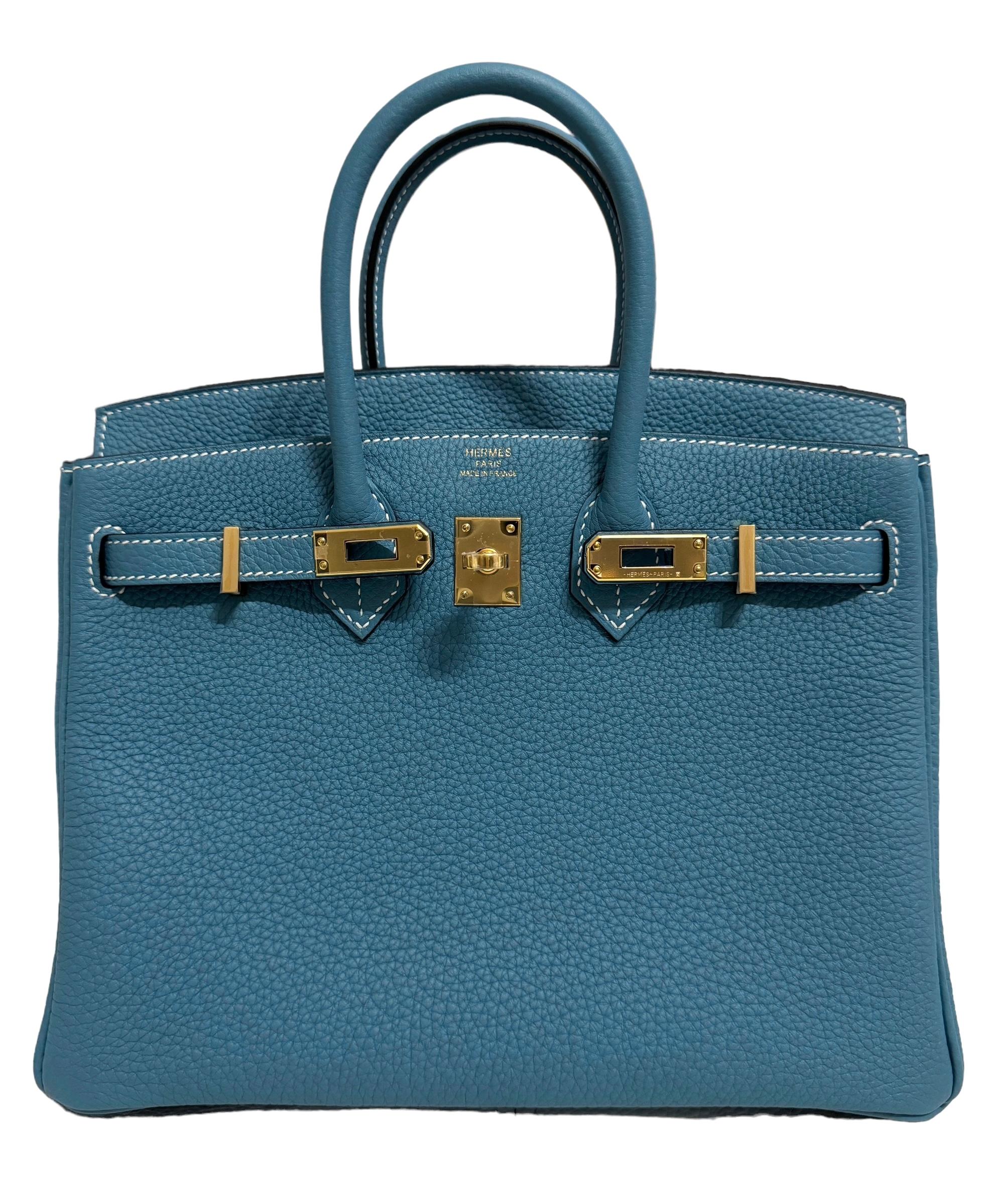 Hermes Birkin 25 Blue Jean Togo Leather Gold Hardware 2024 NEW 3