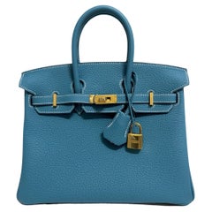 Hermes Birkin 25 Blue Jean Togo Leather Gold Hardware 2024 NEW