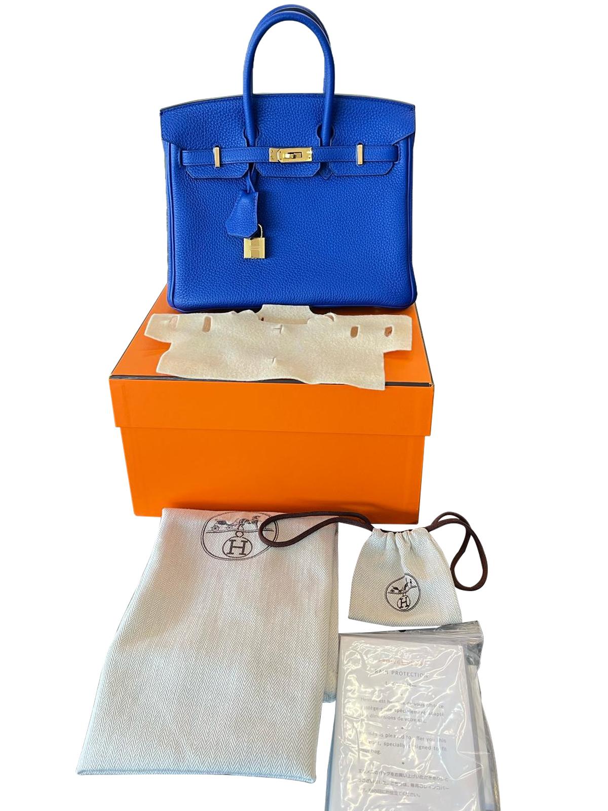 De las mujeres Bolso Hermes Birkin 25 Azul Real Togo Piel Herrajes Dorados en venta