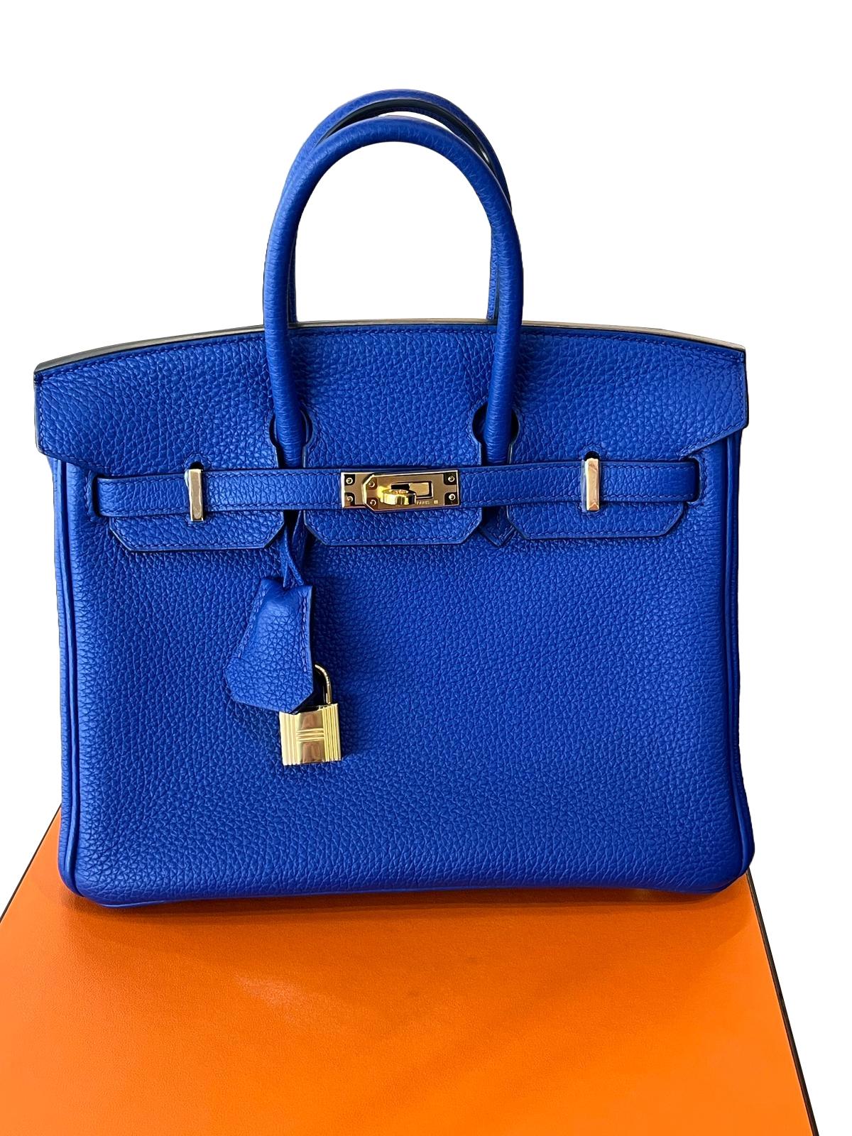 Bolso Hermes Birkin 25 Azul Real Togo Piel Herrajes Dorados en venta 5