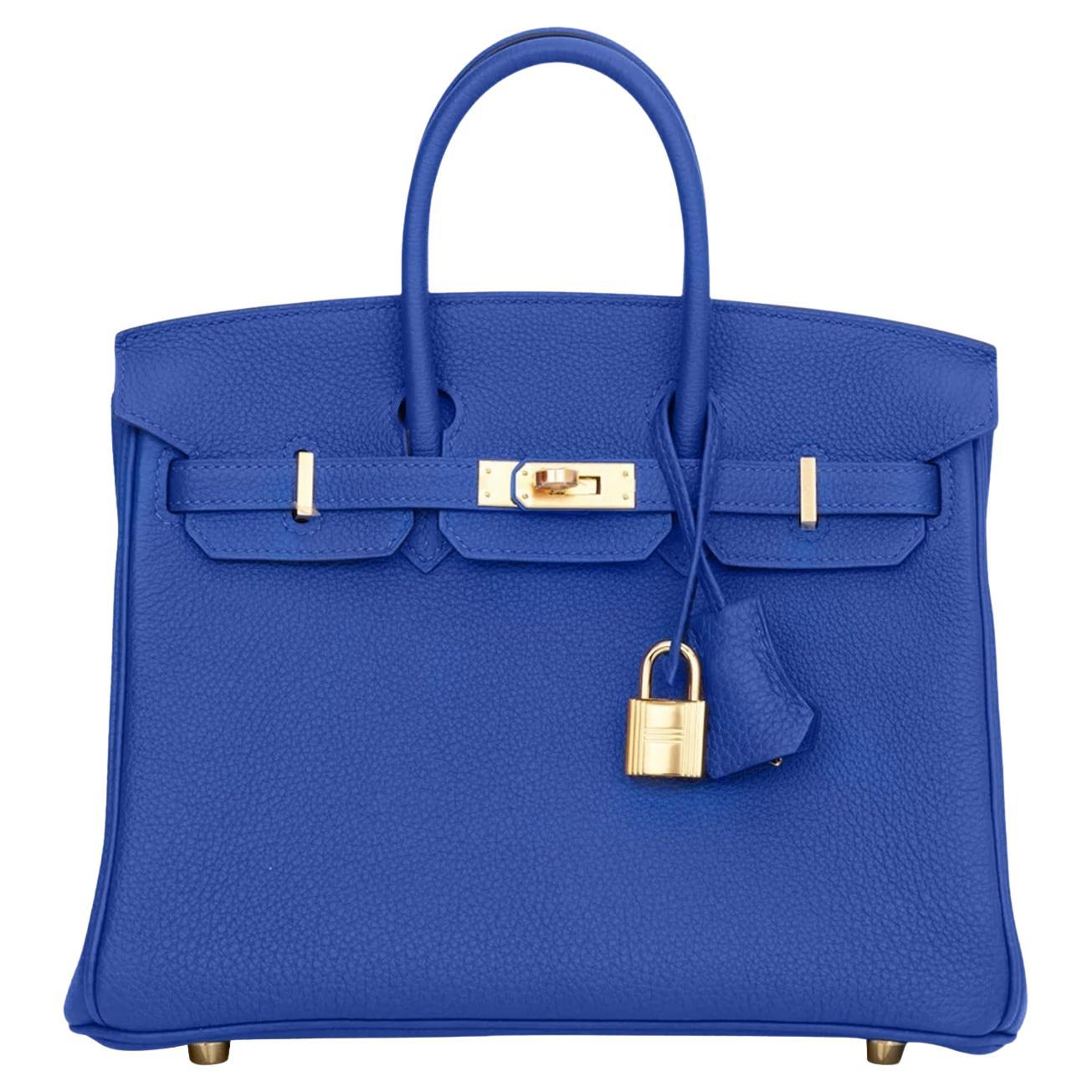 Hermes Birkin 25 Blue Royal Togo Leather Gold Hardware Handbag