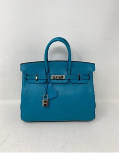 Hermes Birkin 25 Blue Turquoise Bag