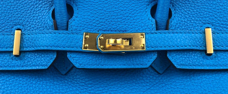 Hermes Birkin bag 25 Blue zanzibar Togo leather Gold hardware