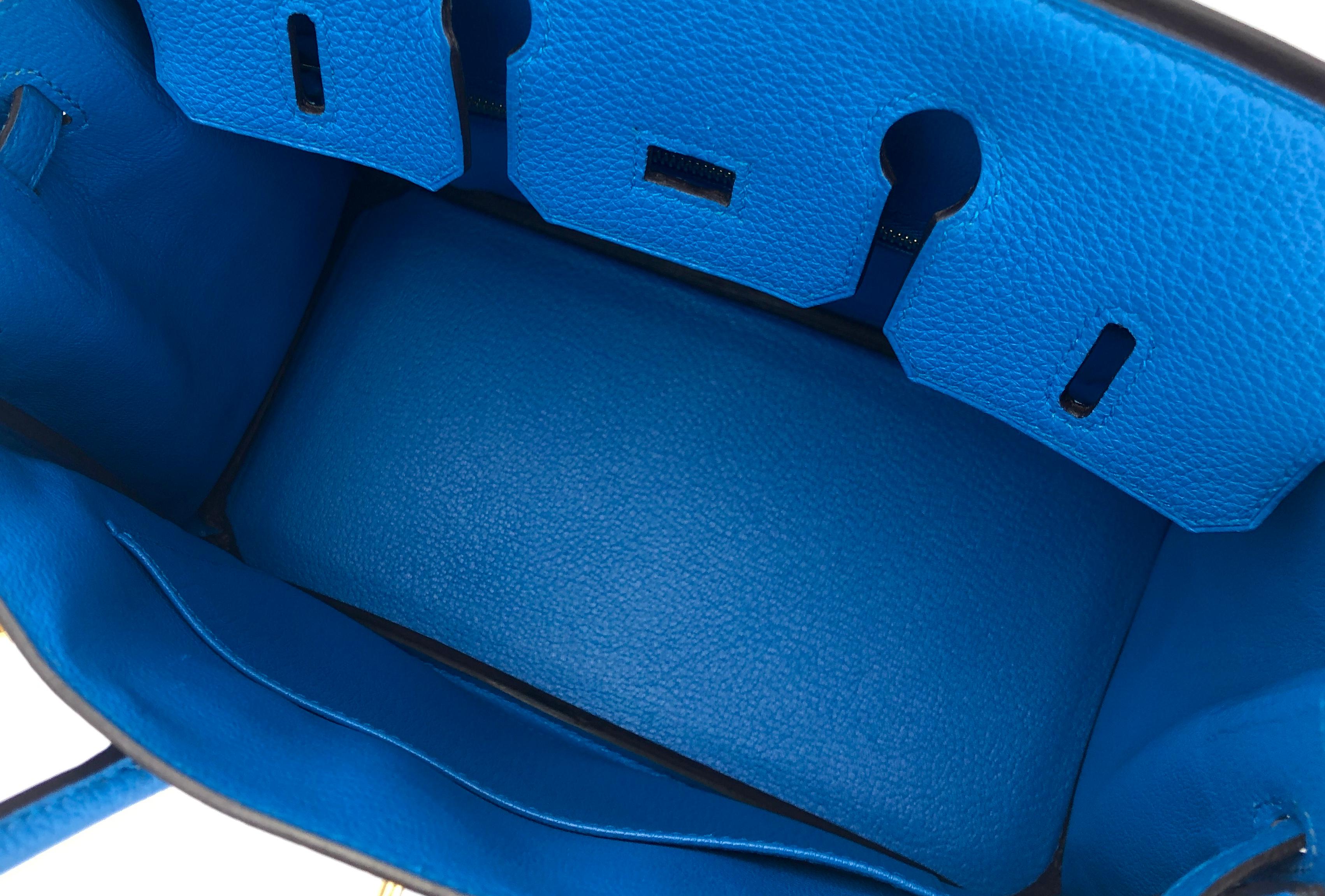 Hermes Birkin 25 Blue Zanzibar Togo Leather Handbag Bag Gold Hardware RARE In New Condition In Miami, FL