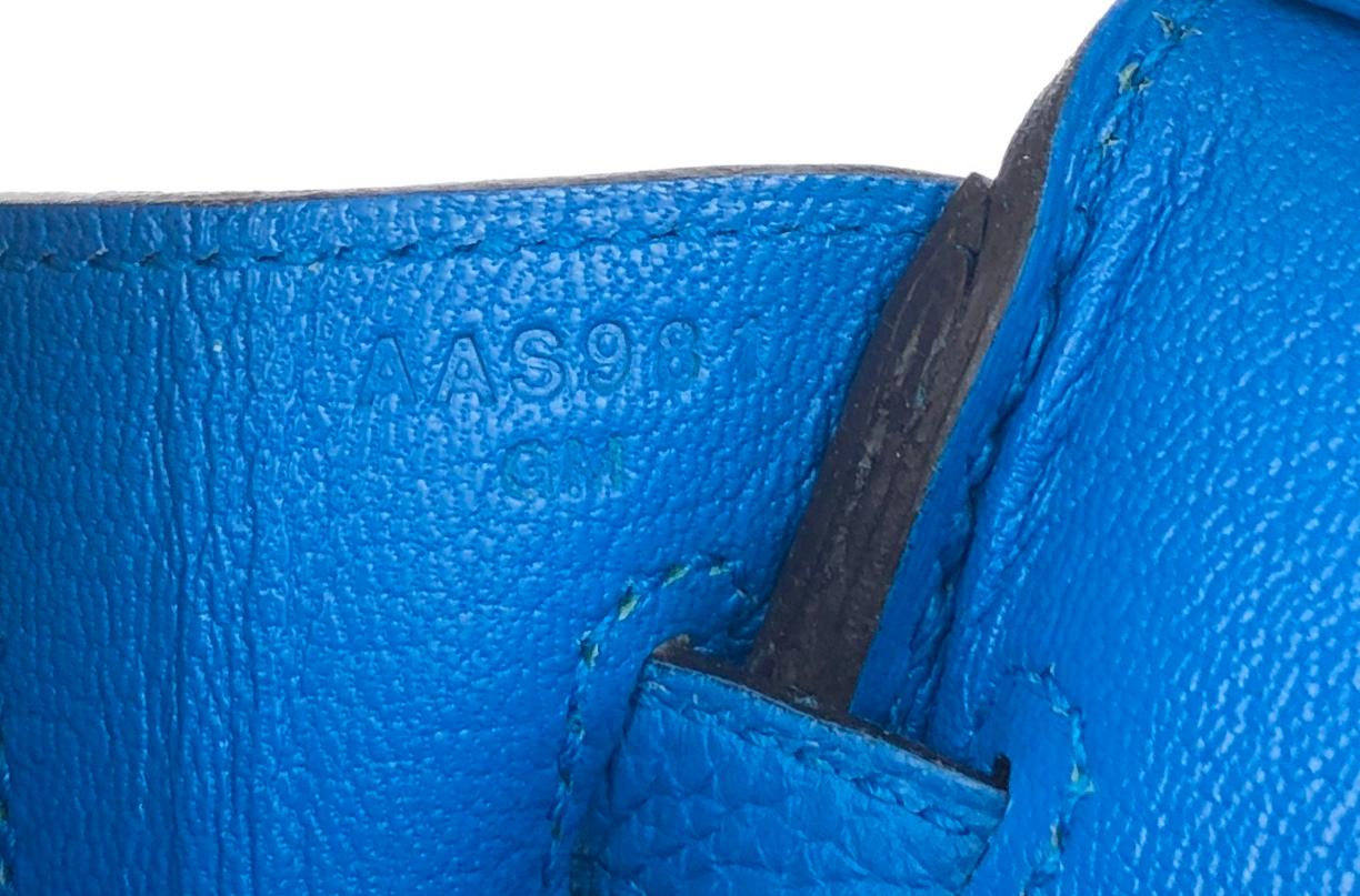 Hermes Birkin 25 Blue Zanzibar Togo Leather Handbag Bag Gold Hardware RARE 2