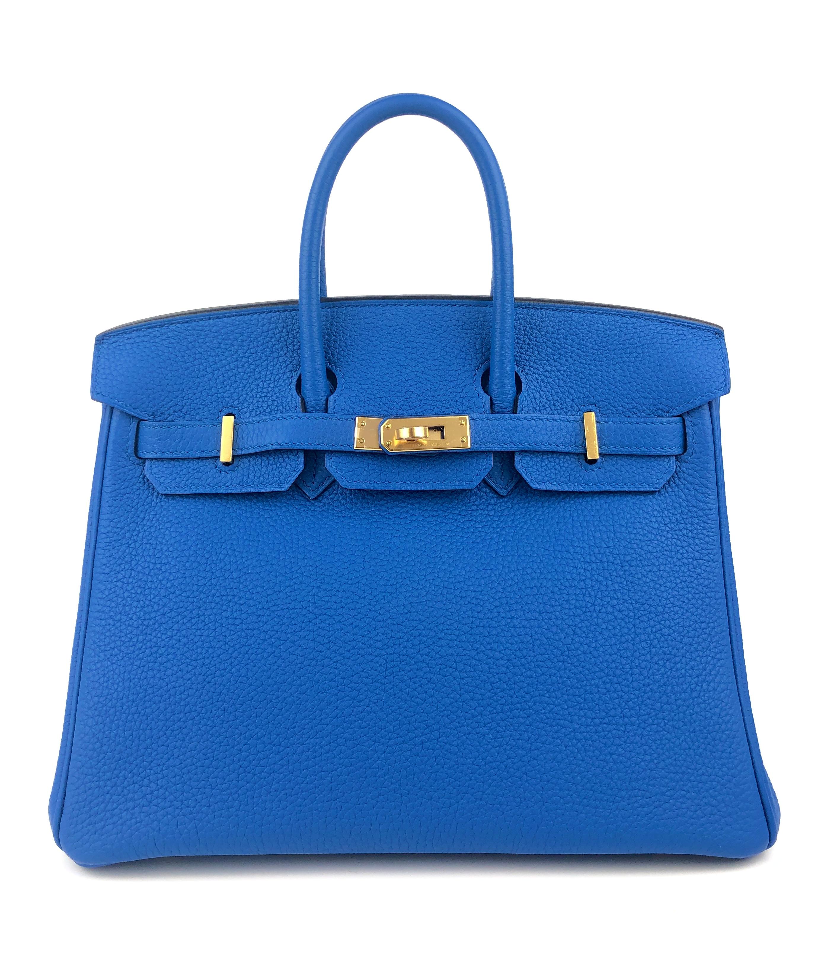 Absolutely Stunning Pristine Hermes Birkin 25 Blue Zellige Togo Leather complimented by Gold Hardware. Pristine Condition Plastic on Hardware, excellent structure and corners. C Stamp 2018. 

Shop with Confidence from Lux Addicts. Authenticity