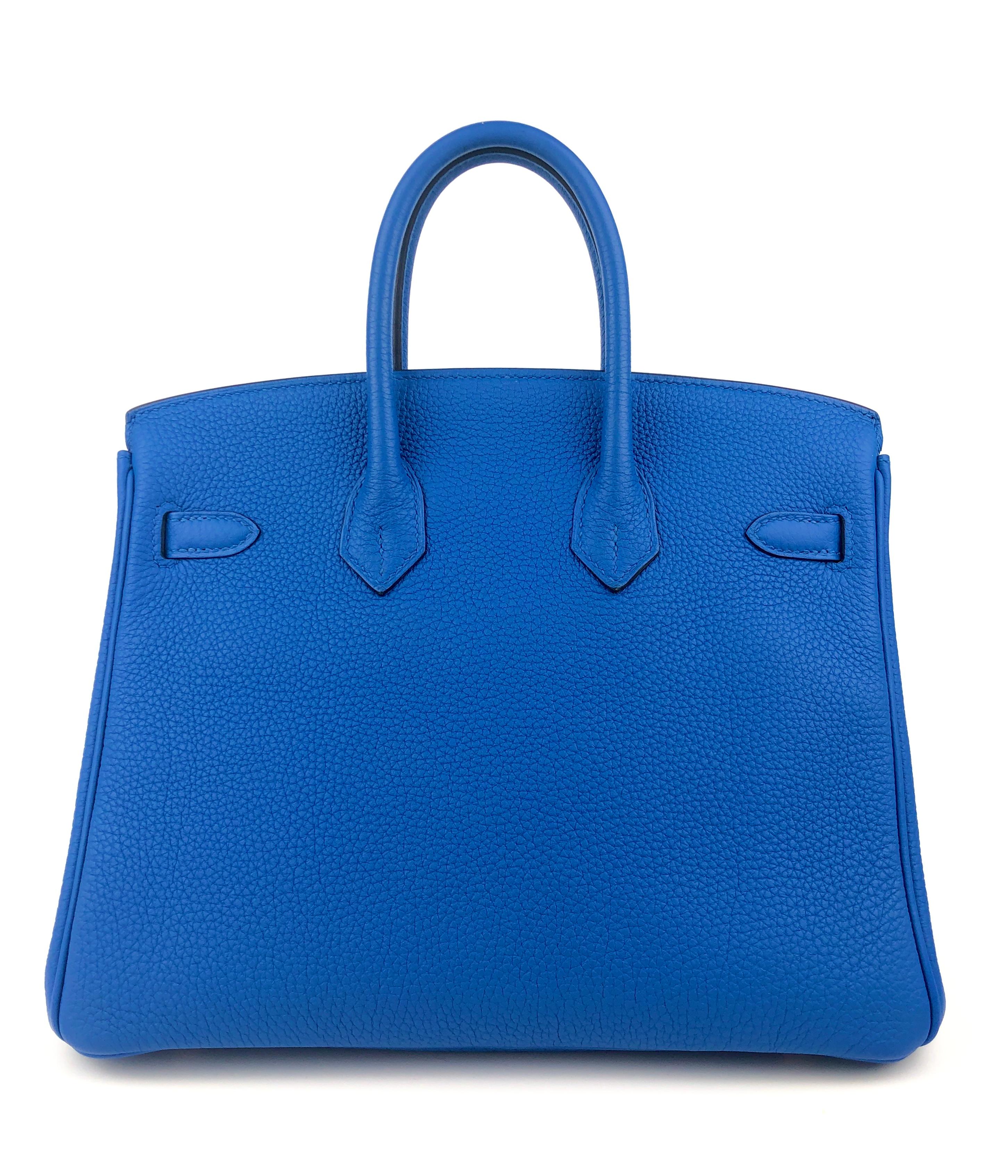 Women's or Men's Hermes Birkin 25 Blue Zellige Togo Leather Handbag Bag Gold Hardware RARE