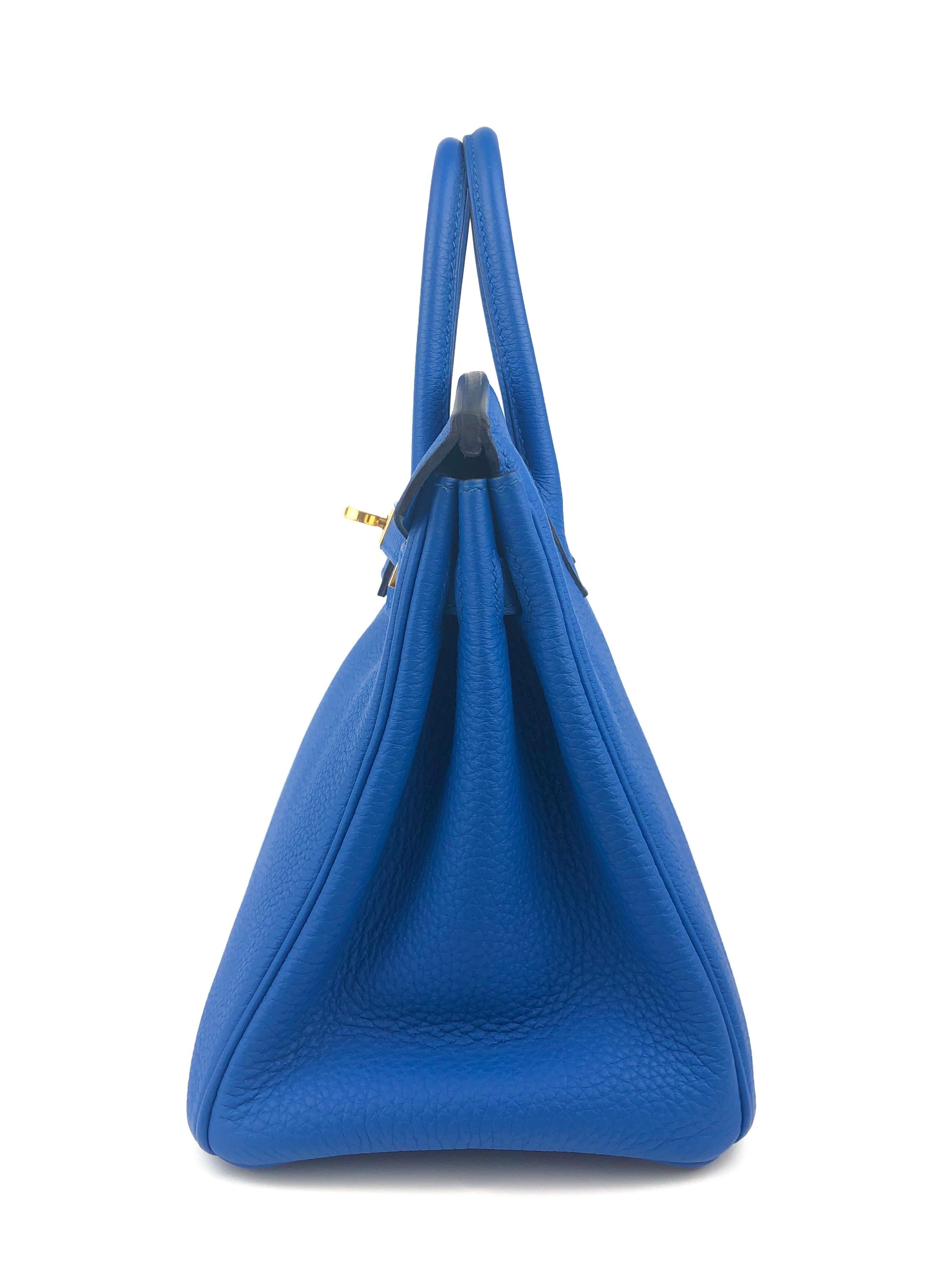 Hermes Birkin 25 Blue Zellige Togo Leather Handbag Bag Gold Hardware RARE 2