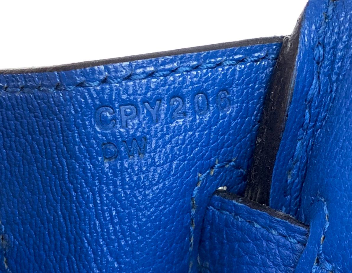 Hermes Birkin 25 Blue Zellige Togo Leather Handbag Bag Gold Hardware RARE 4