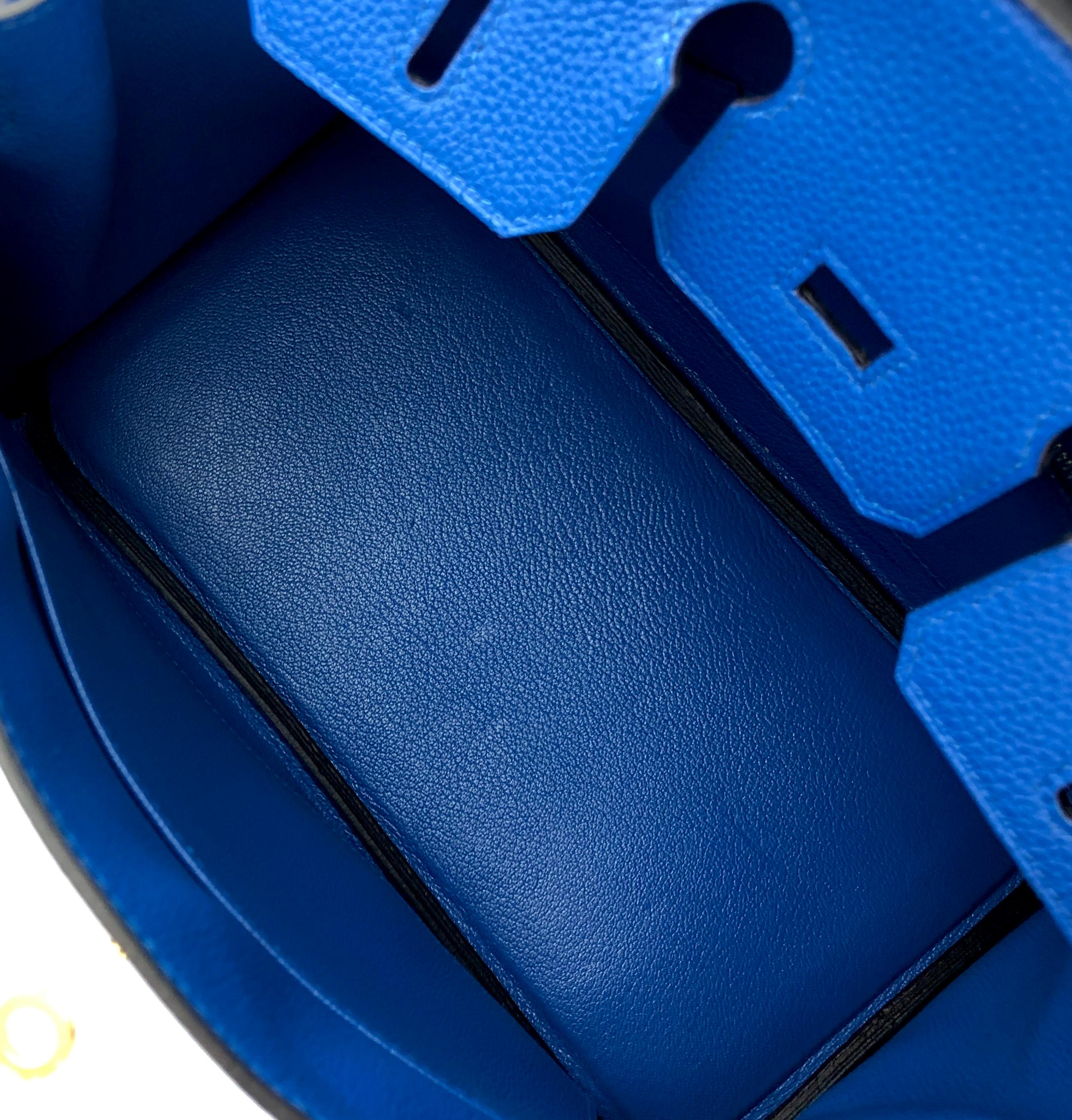 Hermes Birkin 25 Blue Zellige Togo Leather Handbag Bag Gold Hardware RARE 5