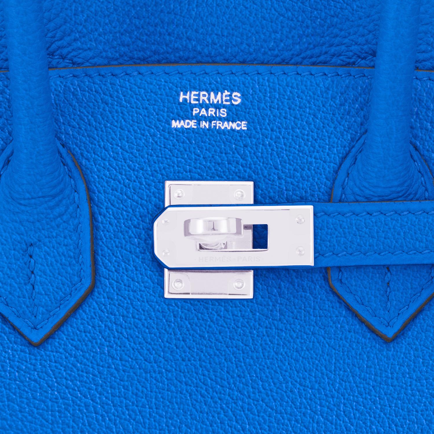 Hermes Birkin 25 Blue Zellige Verso Capucine Orange Bag Z Stamp, 2021 3