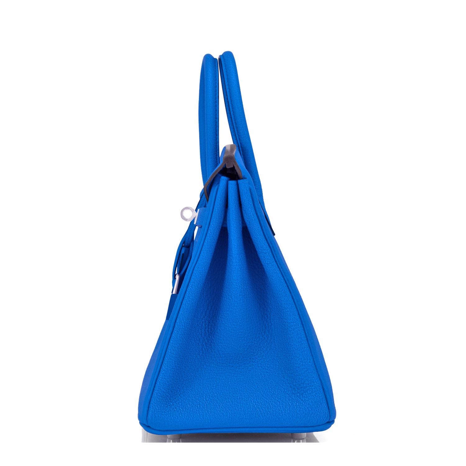 Women's Hermes Birkin 25 Blue Zellige Verso Capucine Orange Bag Z Stamp, 2021