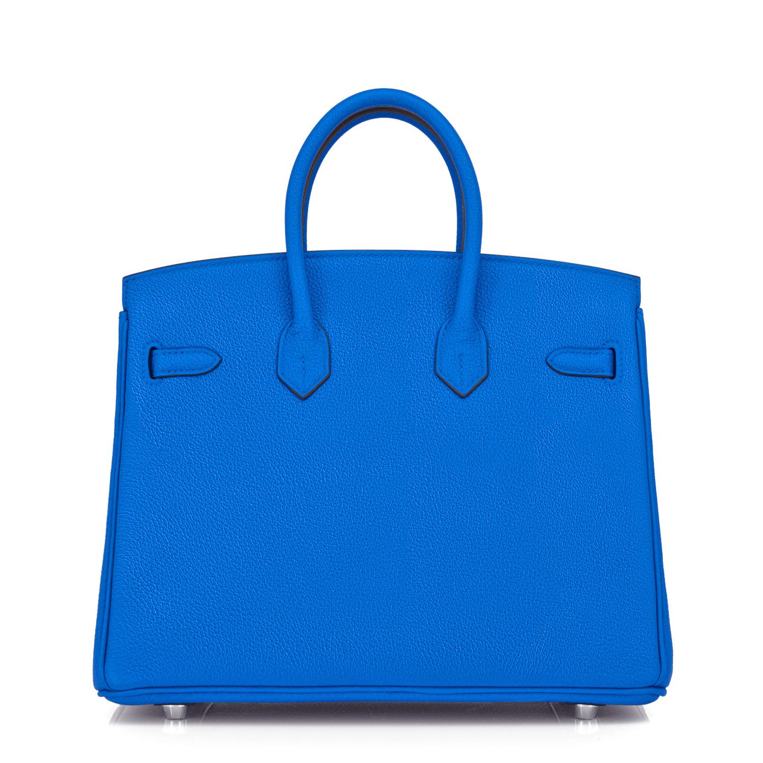 Hermes Birkin 25 Blue Zellige Verso Capucine Orange Bag Z Stamp, 2021 1