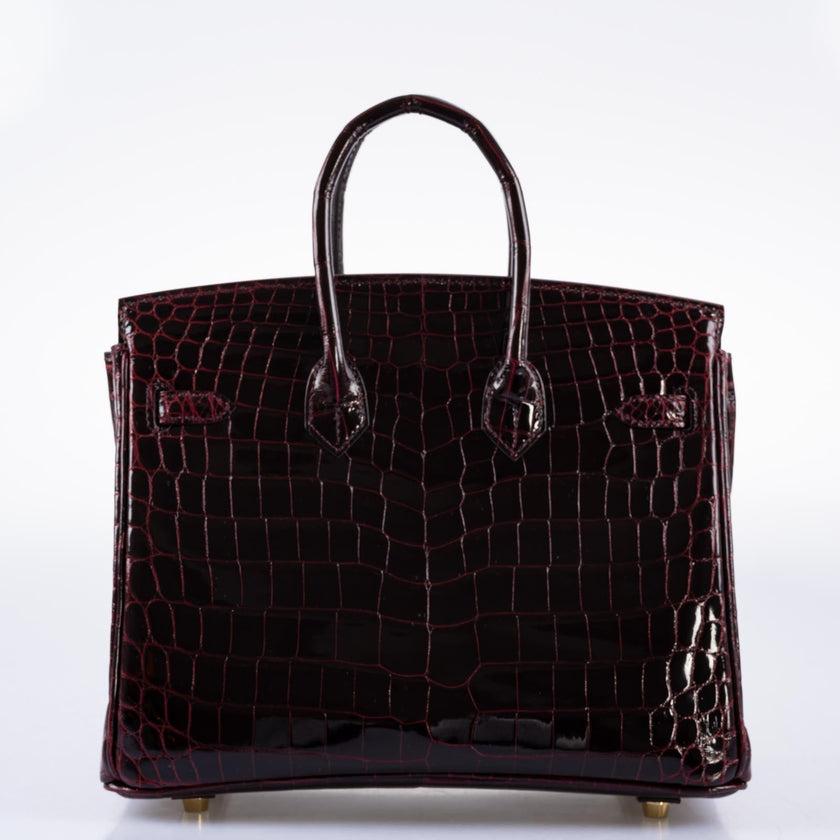 Hermès Birkin 25 Bordeaux Shiny Niloticus Crocodile with Gold Hardware Bag 3