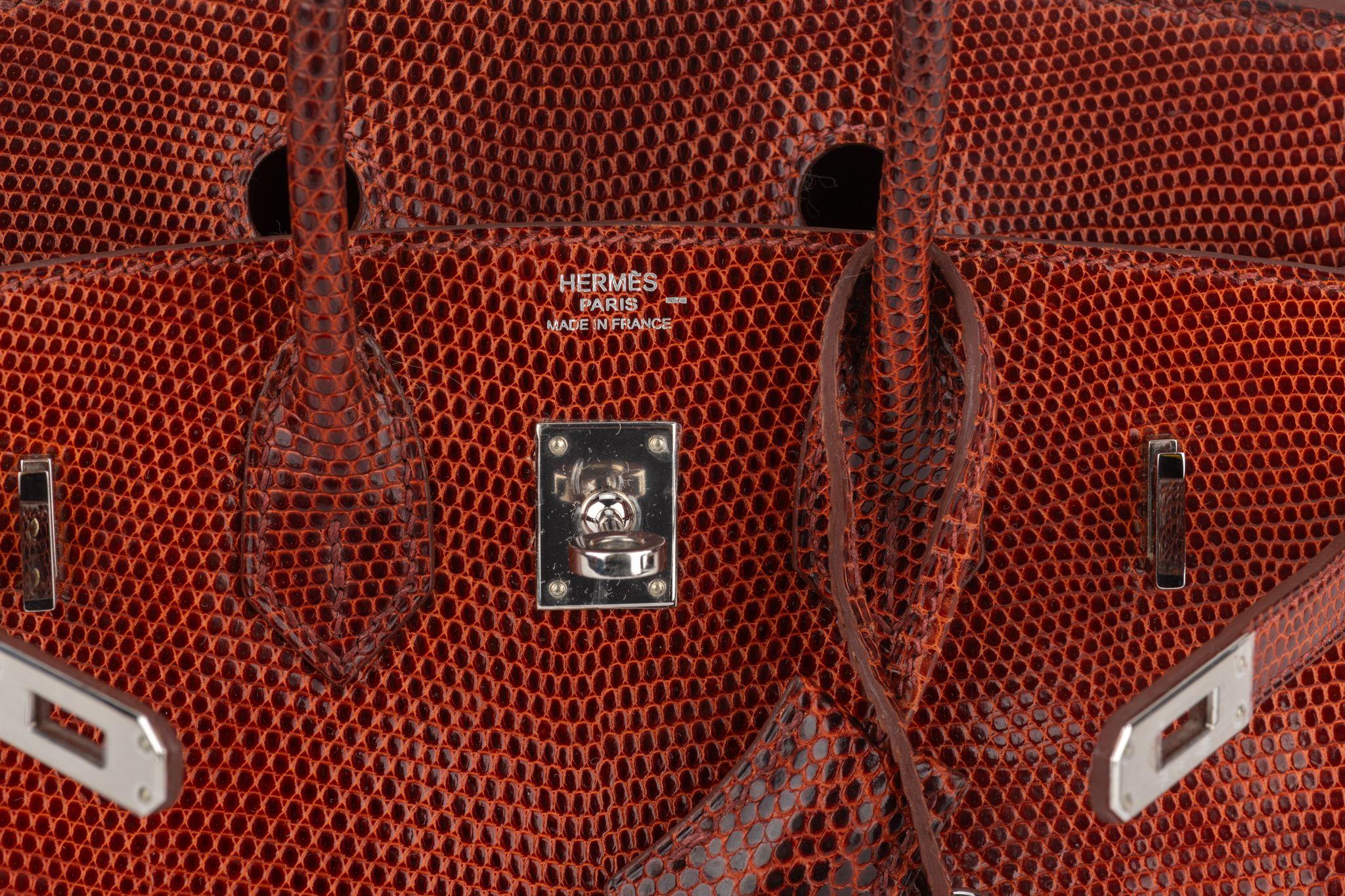 Hermès Birkin 25 Brique Lizard Palladium For Sale 5