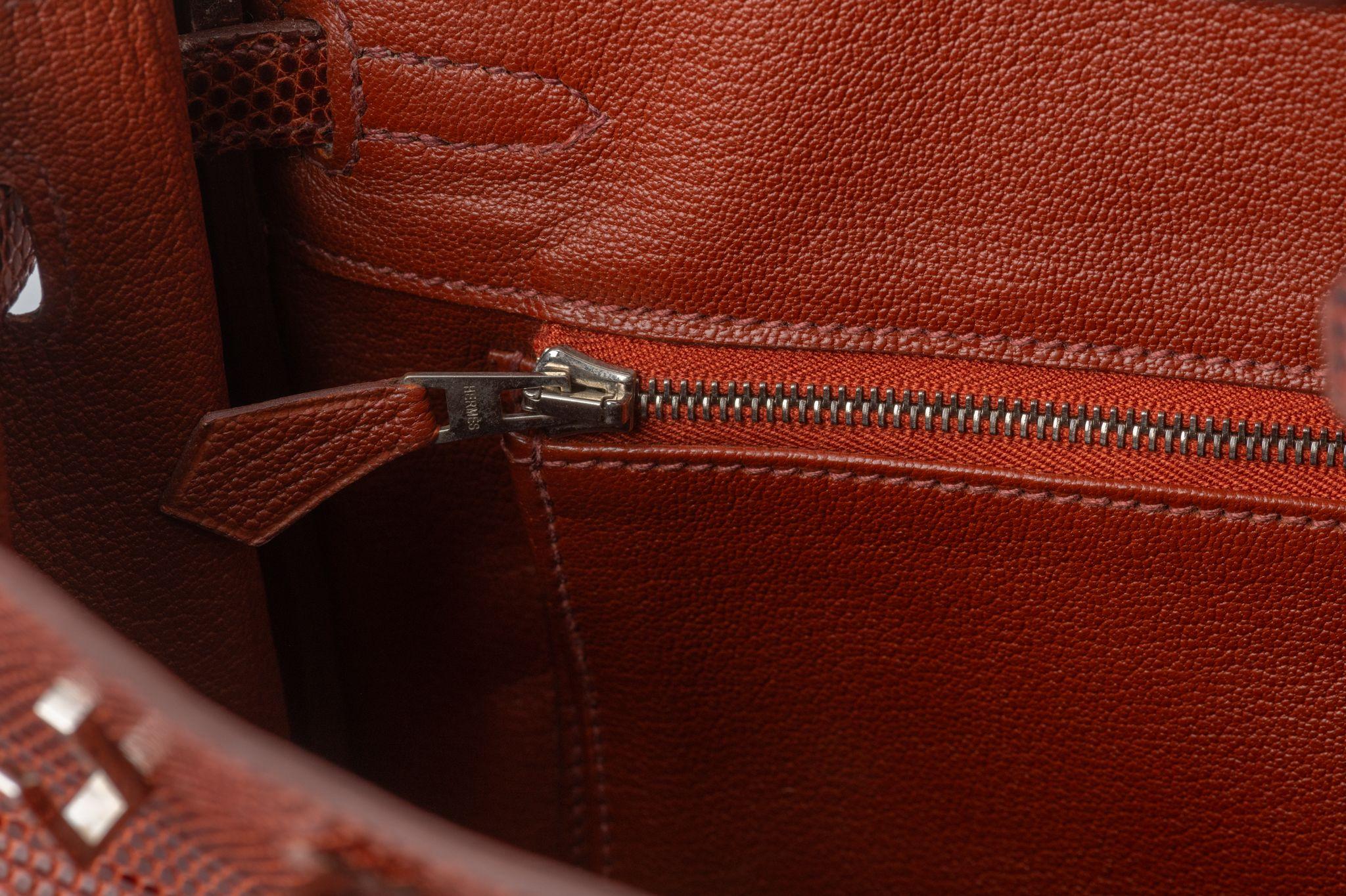 Hermès Birkin 25 Brique Lizard Palladium For Sale 6
