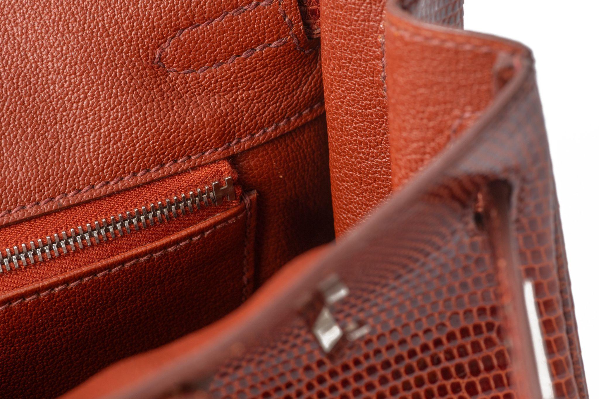 Hermès Birkin 25 Brique Lizard Palladium For Sale 7