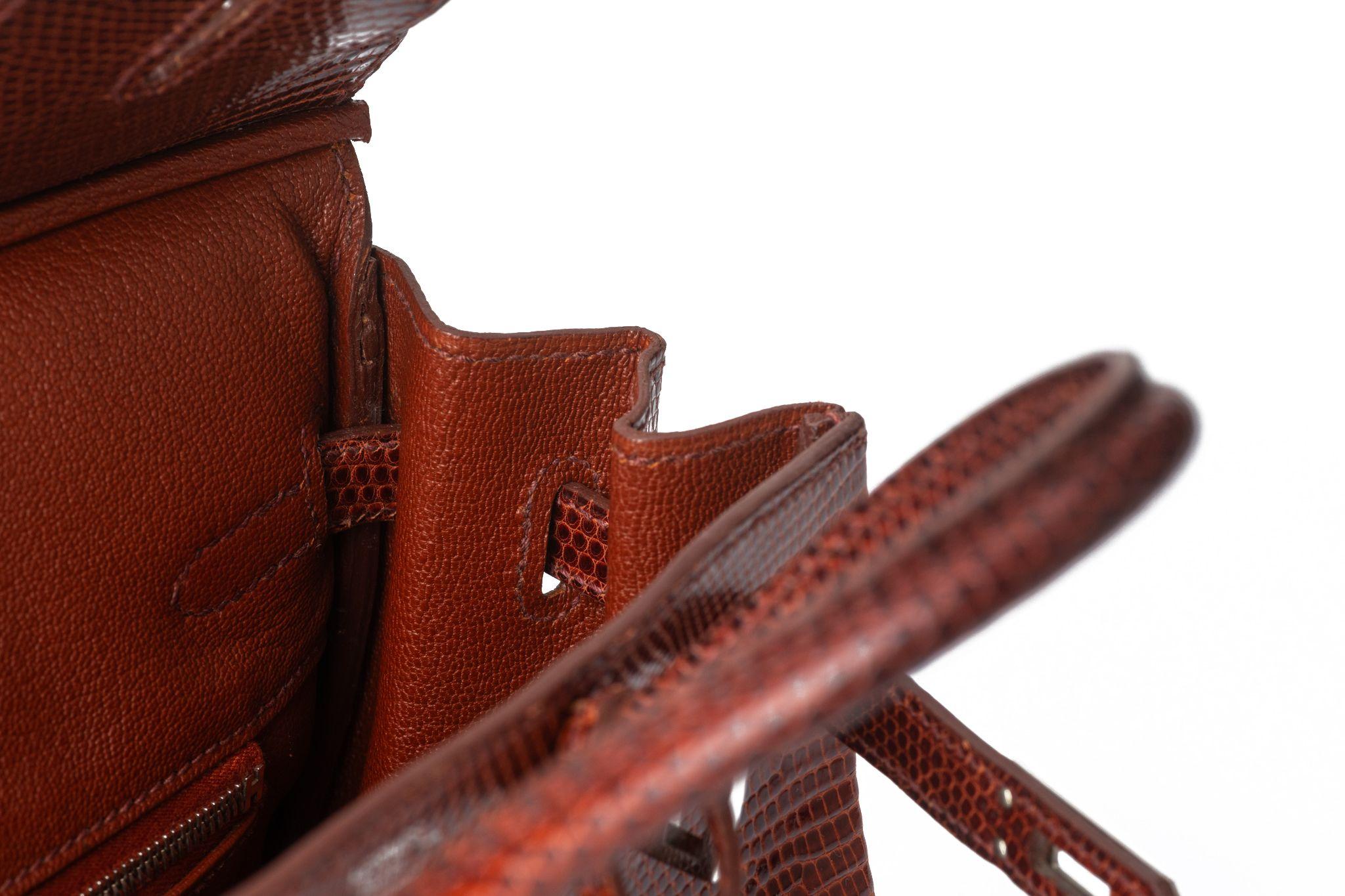 Hermès Birkin 25 Brique Lizard Palladium For Sale 8