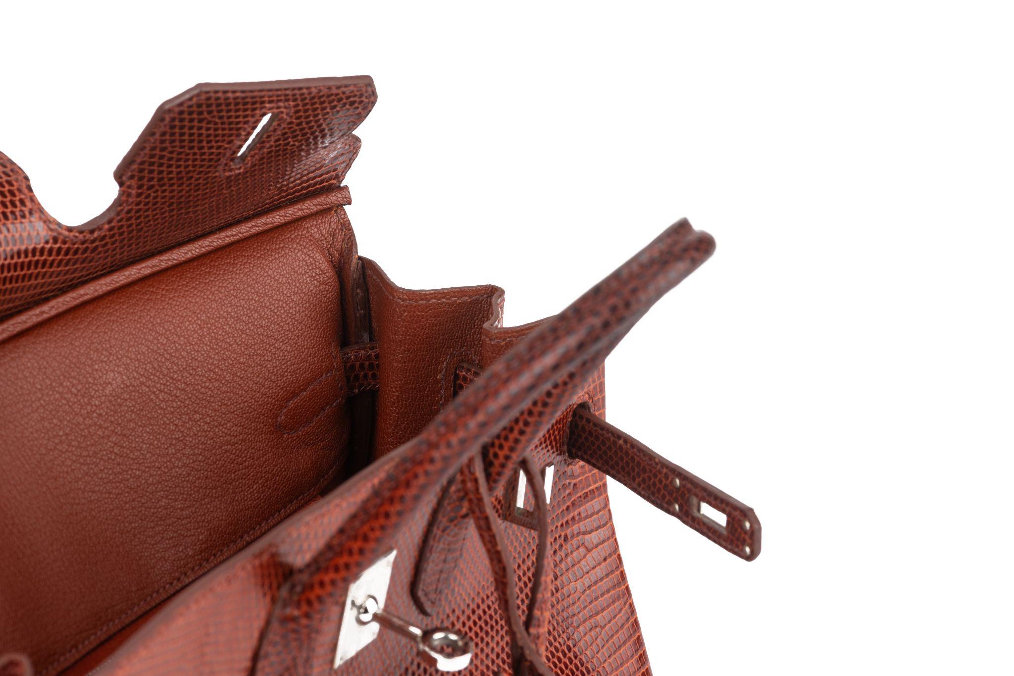 Hermès Birkin 25 Brique Lizard Palladium For Sale 9