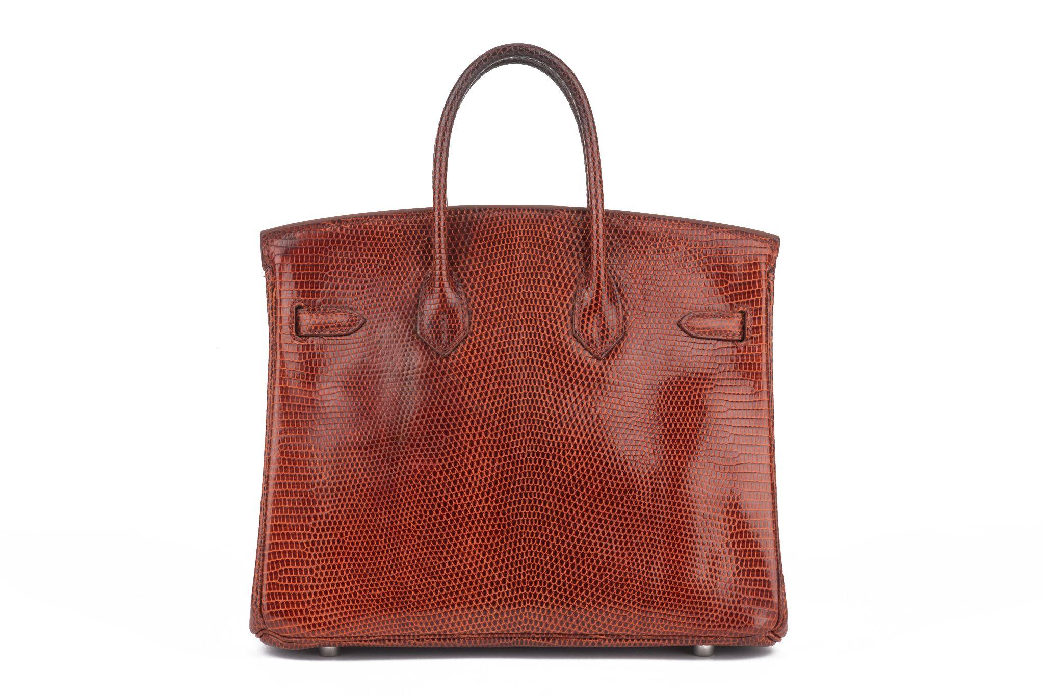 Hermès Birkin 25 Brique Lizard Palladium In Good Condition For Sale In West Hollywood, CA